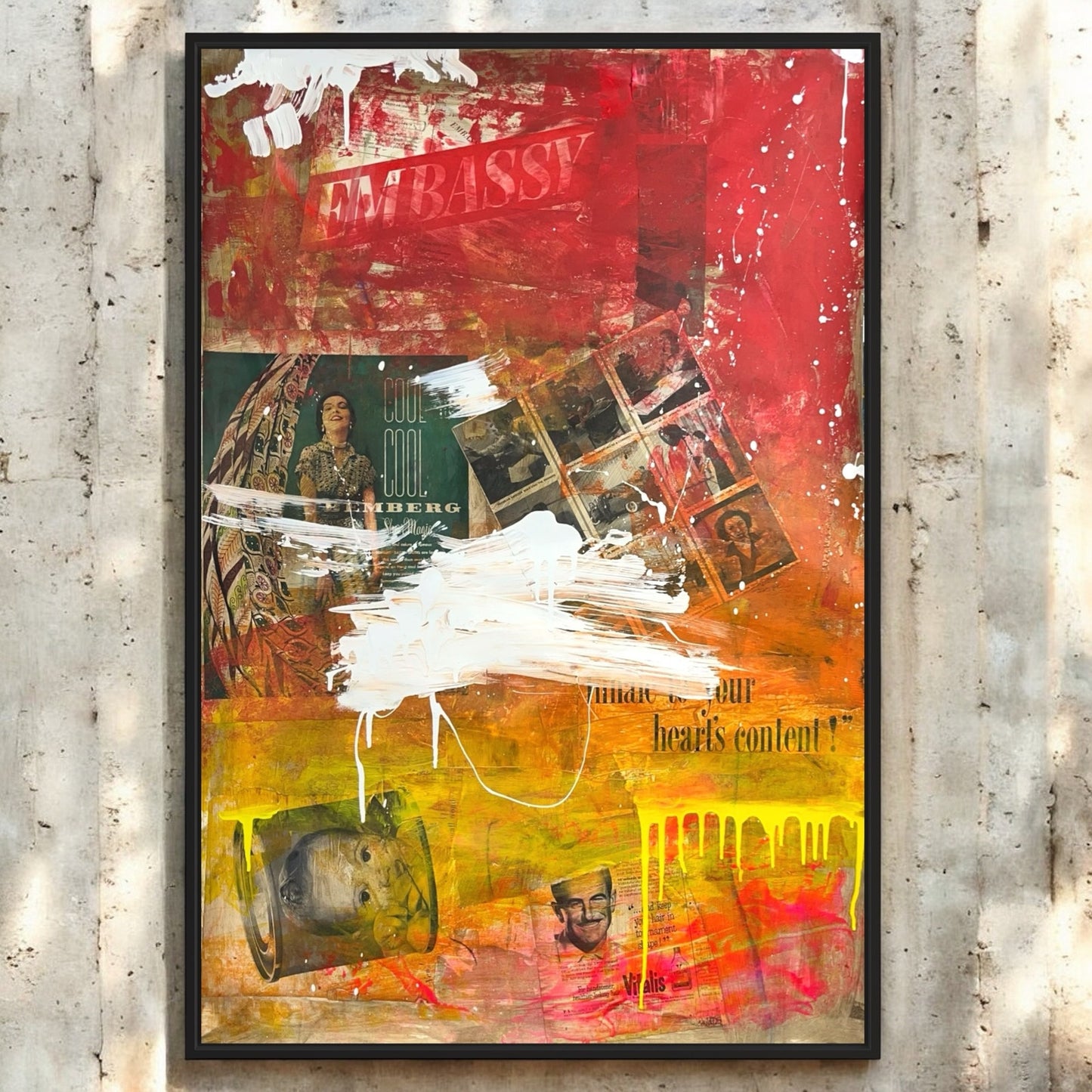 Original Mixed Media Abstract Modern Art Painting 24x36 "Embassy" Signed