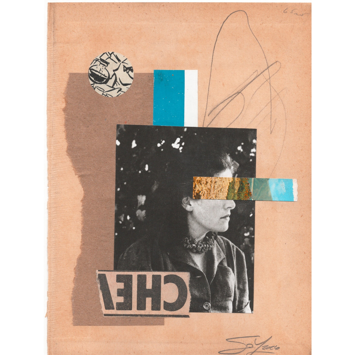 Original Mixed Media Modern Art Collage "Quinible" 5.75x7.5" Signed