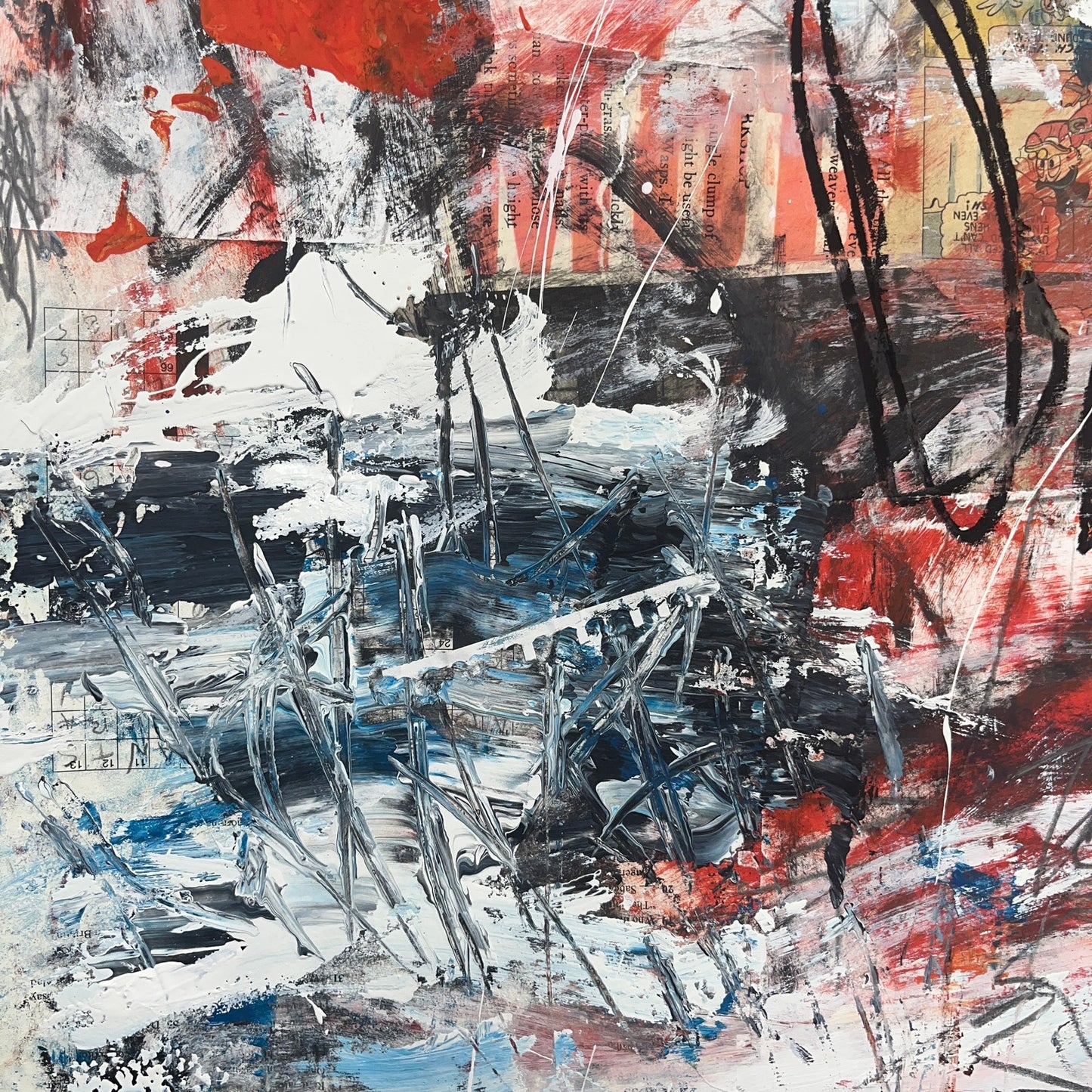 Original Mixed Media Abstract Modern Art Painting 18x24 "Vettura" Signed