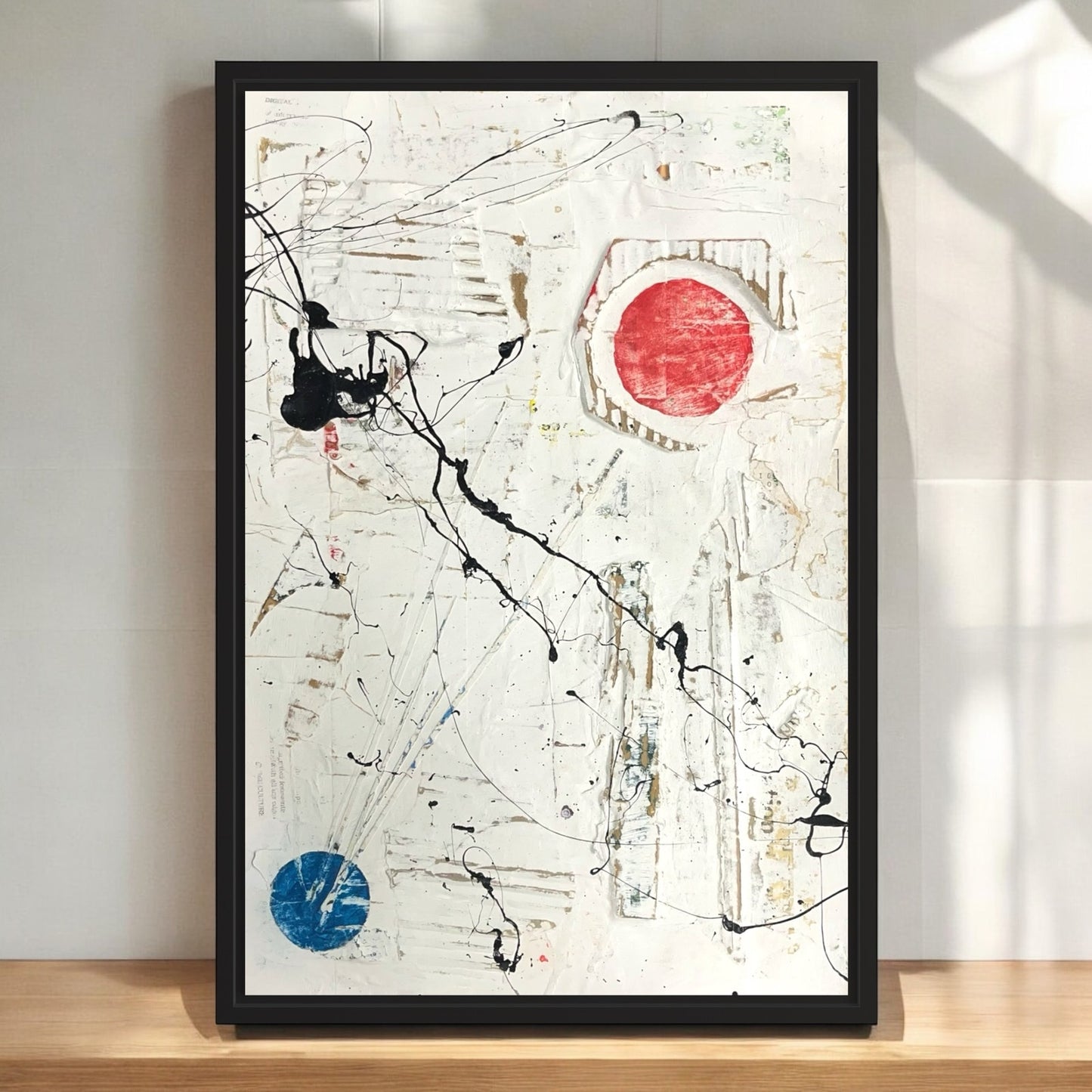 Original Framed Minimalist Modern Art Collage Painting 12x18 "Obtenebrate"