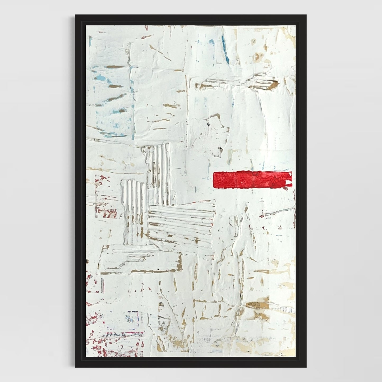 Original Framed Minimalist Modern Art Collage Painting 12x18 "Dentigerous"