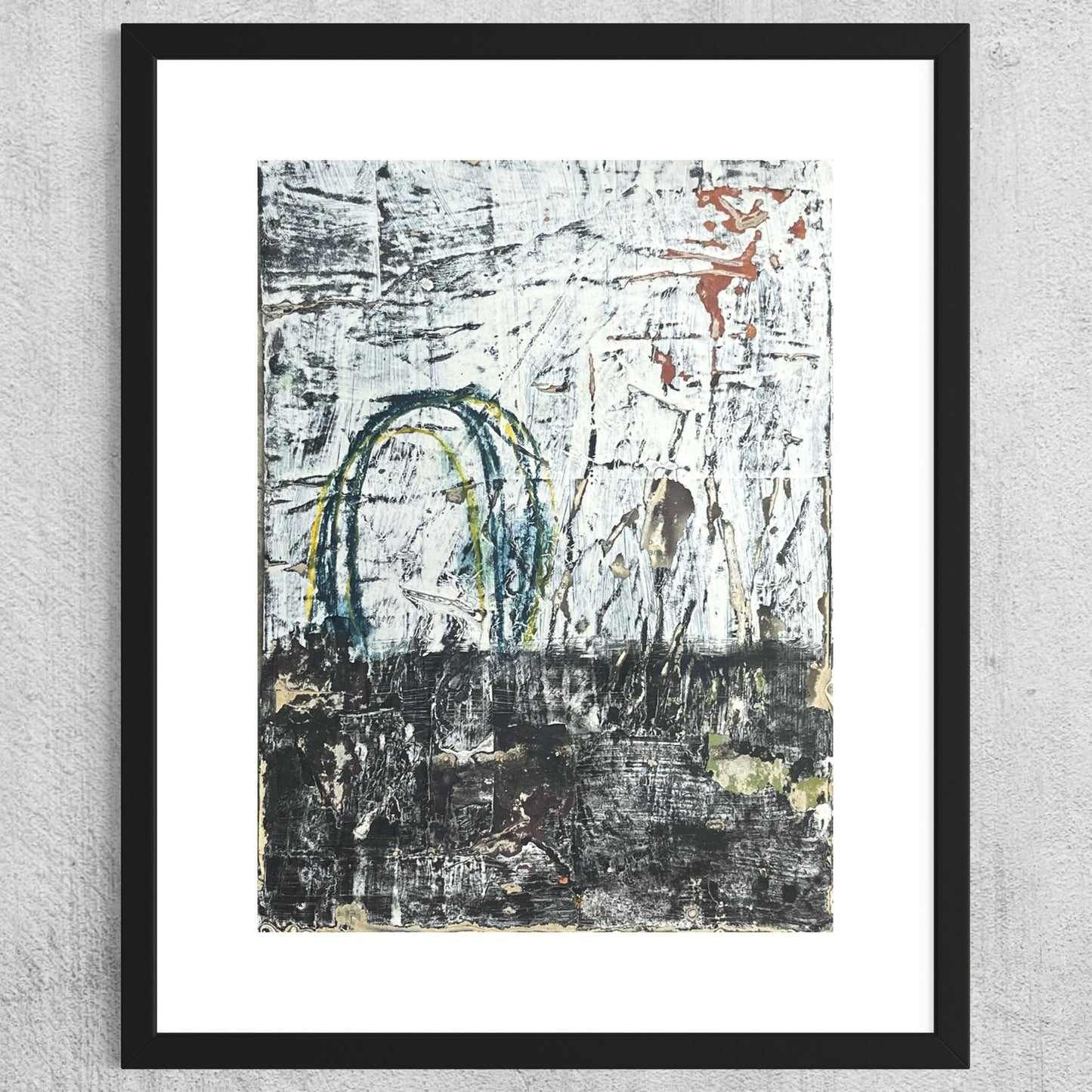 Original Grunge Minimalist Modern Art Collage Painting 8.5x11 "Quotity" Signed