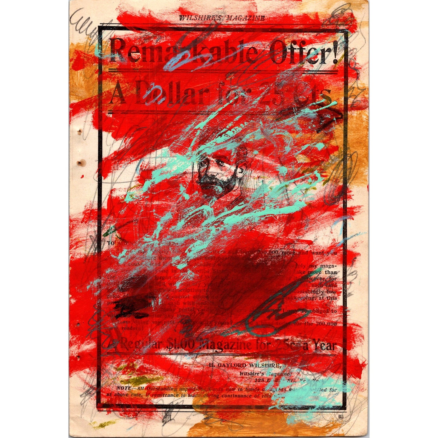 Original Abstract Modern Art Painting on Paper from 1902 Magazine #14 Signed