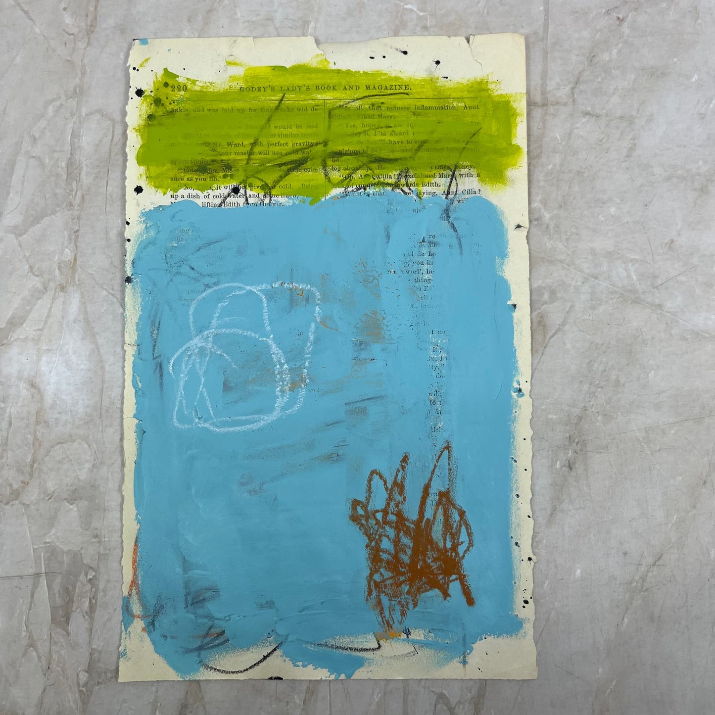 Original Mixed Media Abstract Art Painting 6x9.75” on 1861 Paper Signed #7