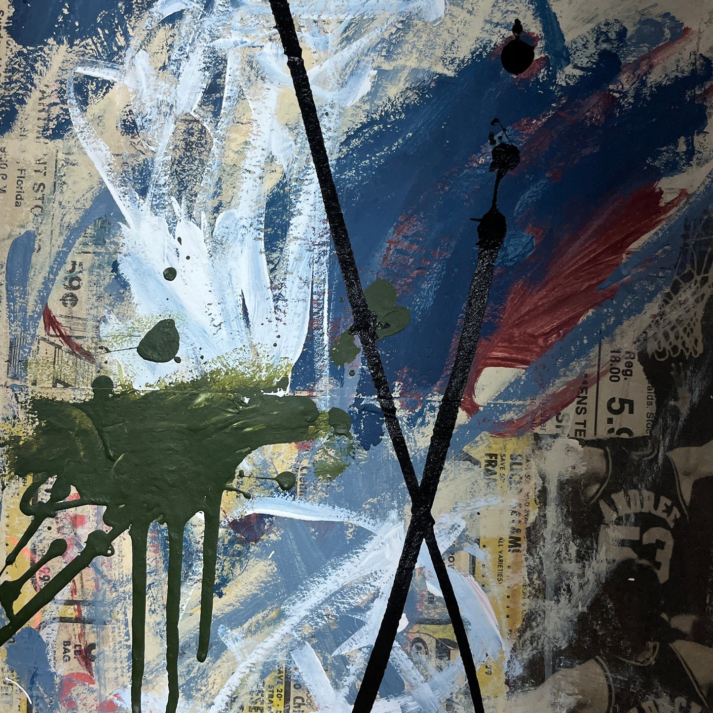 Original Mixed Media Abstract Modern Art Painting 18x24 "Lares" Signed