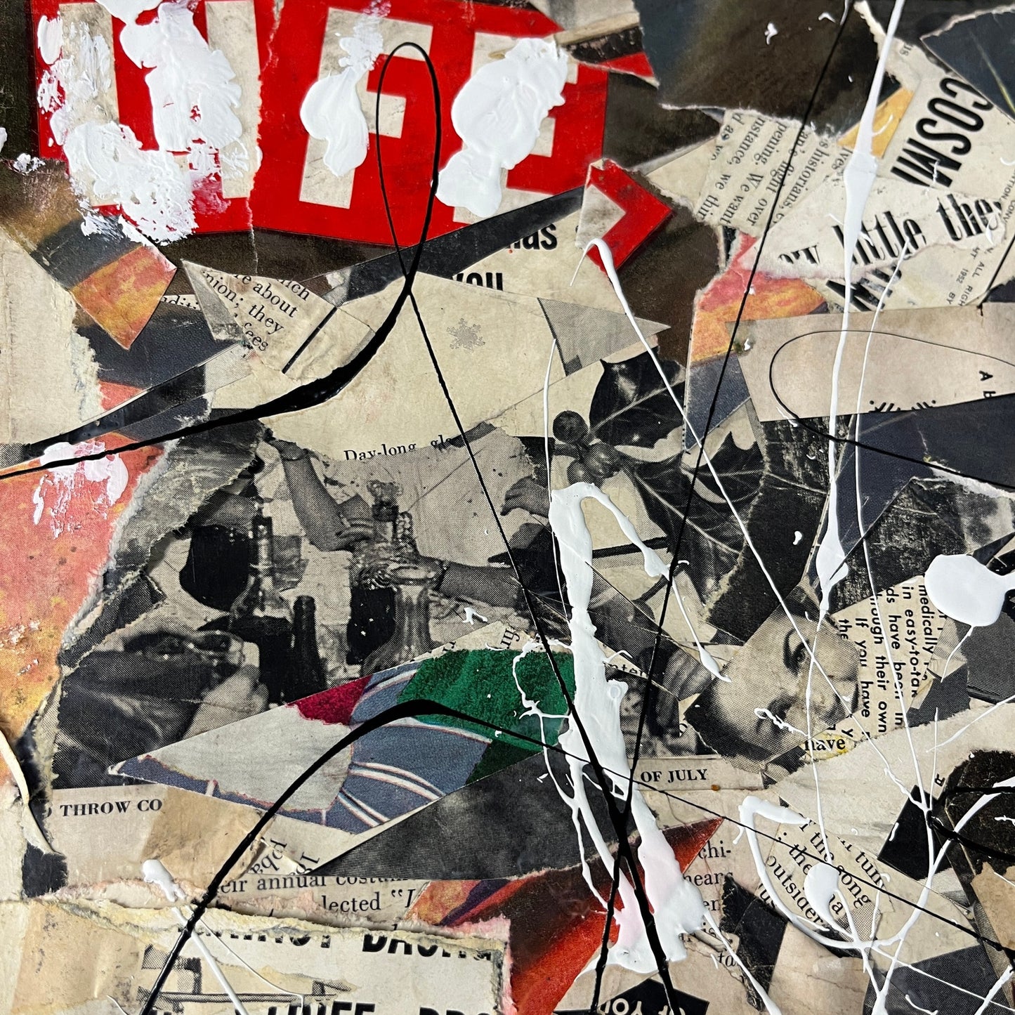 Original Mixed Media Abstract Art Collage 11x14 "1952 Dec 8 Life Magazine"