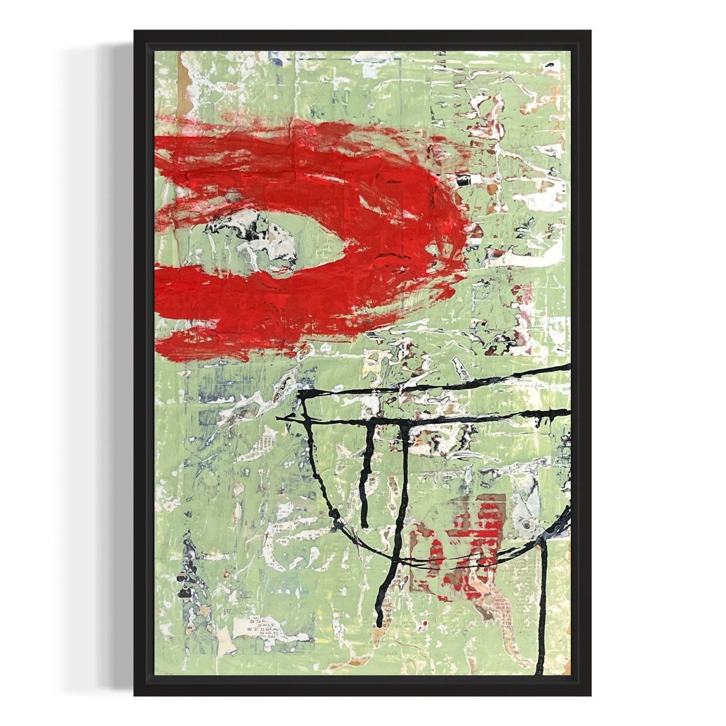 Original Framed Mixed Media Modern Art Collage Painting 12x18 "Teratism"