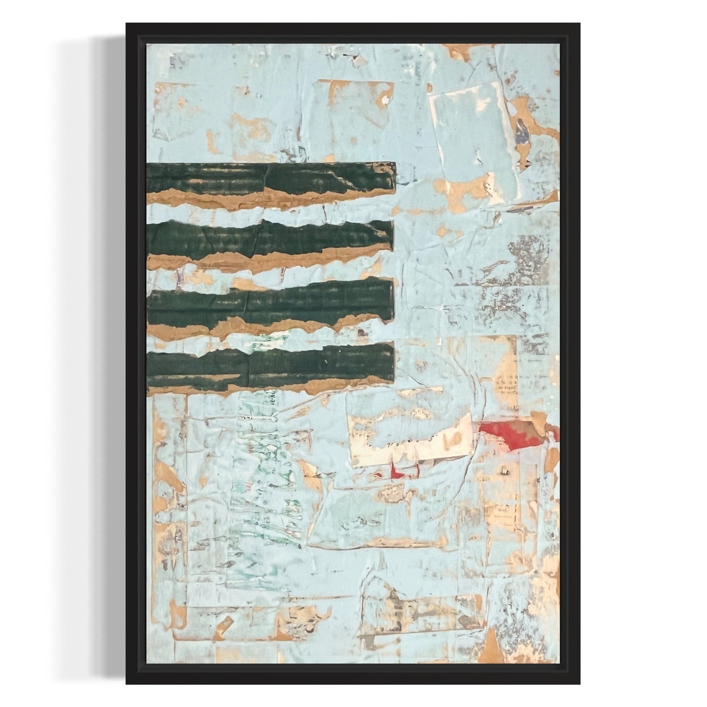 Original Framed Mixed Media Modern Art Collage Painting 12x18 "Twiforked"