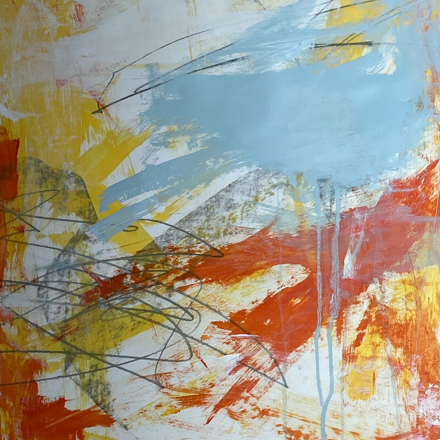 Original Mixed Media Abstract Modern Art Painting 24x36 "Aubade" Signed