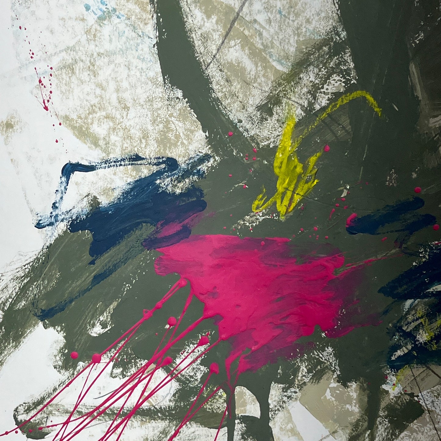 Original Mixed Media Abstract Modern Art Painting 18x24 "Drysalter" Signed