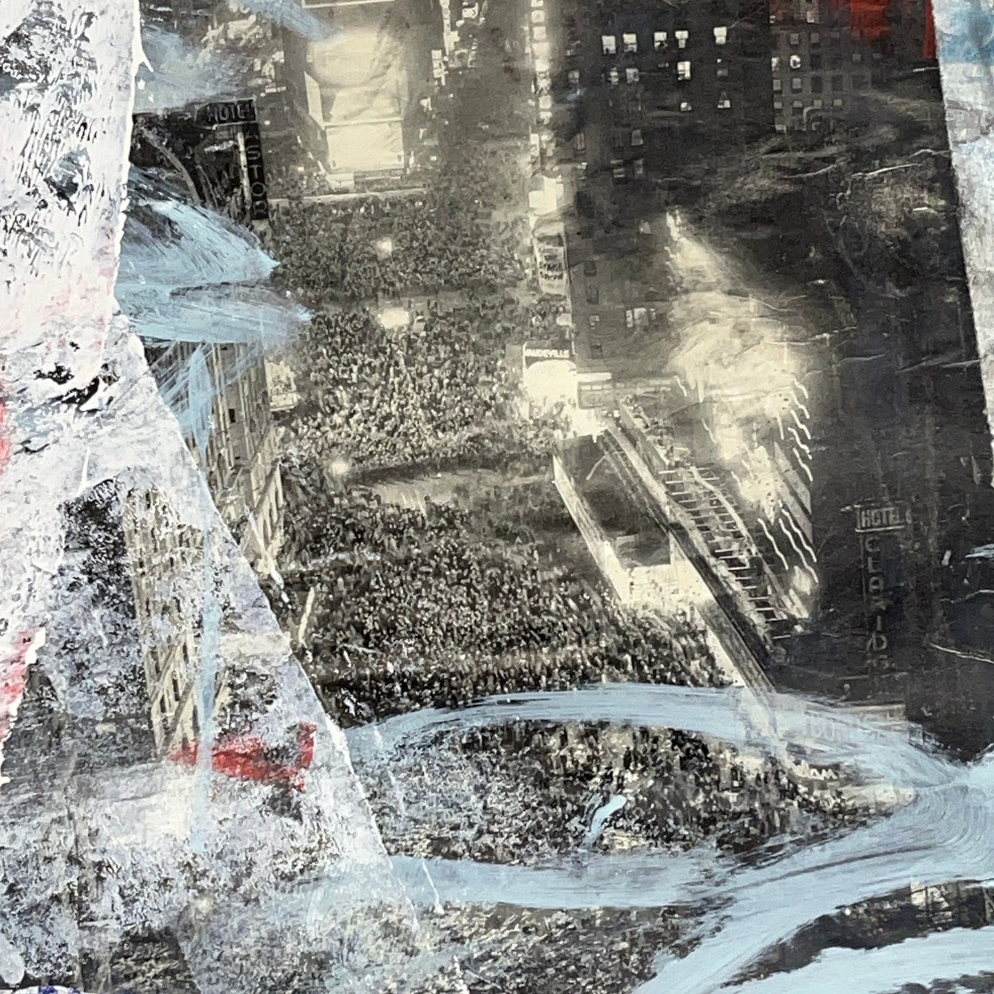 Original Mixed Media Abstract Modern Art Painting 24x36 “Times Square 1945"
