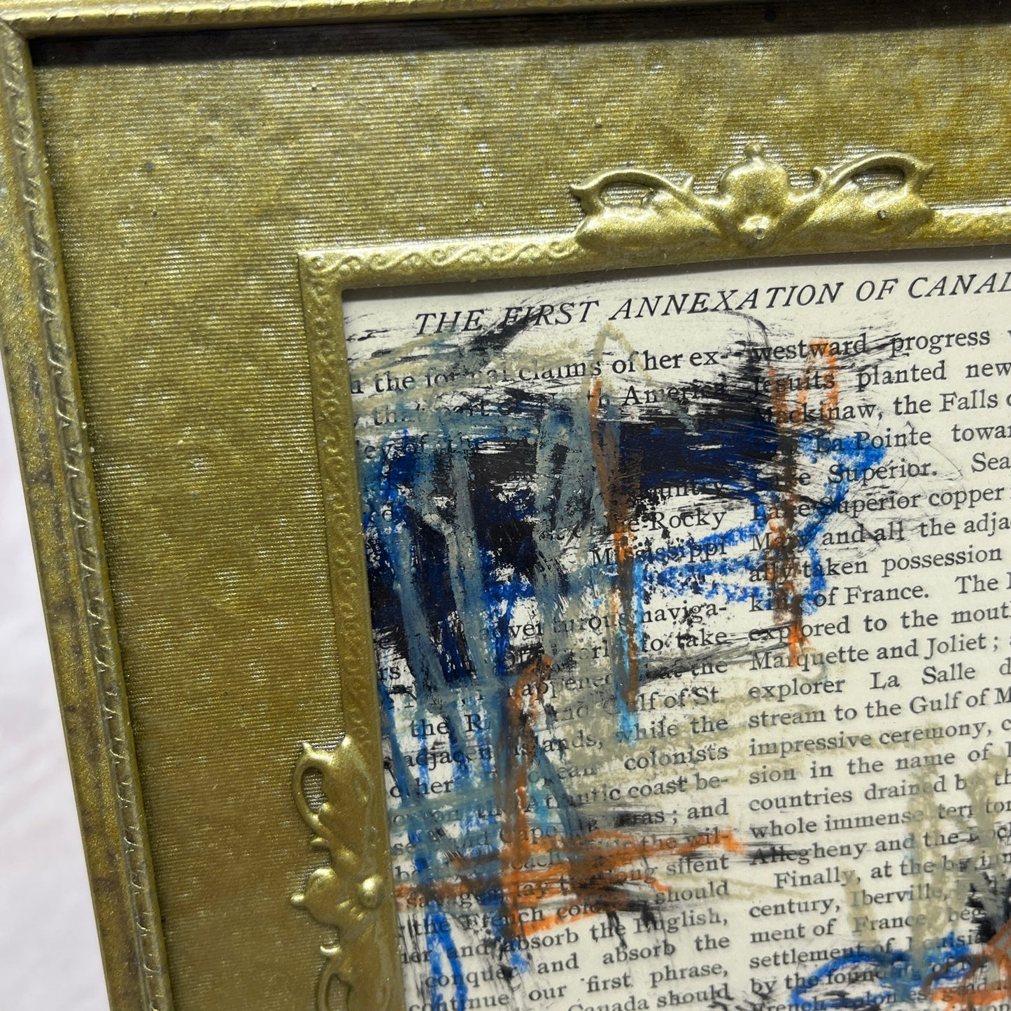 Original Framed Abstract Art Painting 6x8 "Annexation of Canada" Ti5