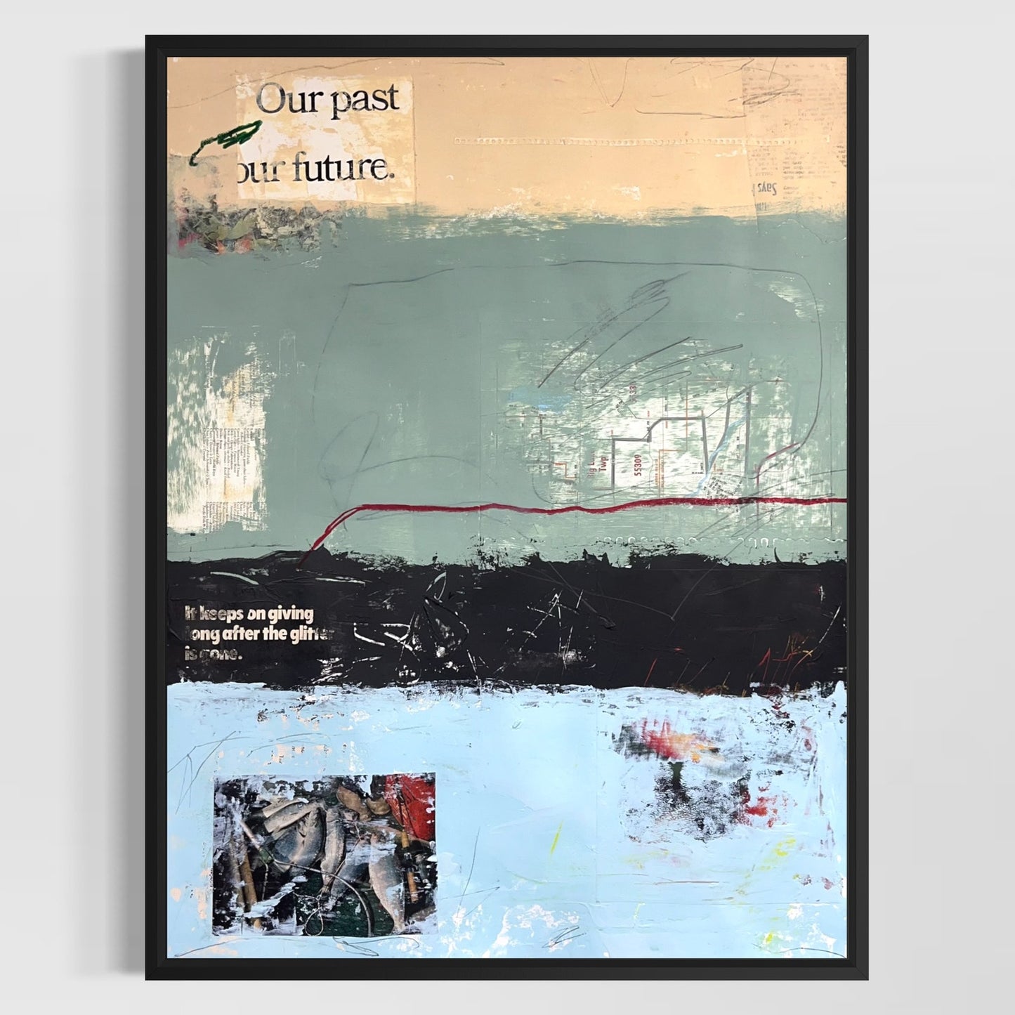 Original Mixed Media Abstract Modern Art Painting 18x24 "Our Past, Our Future"