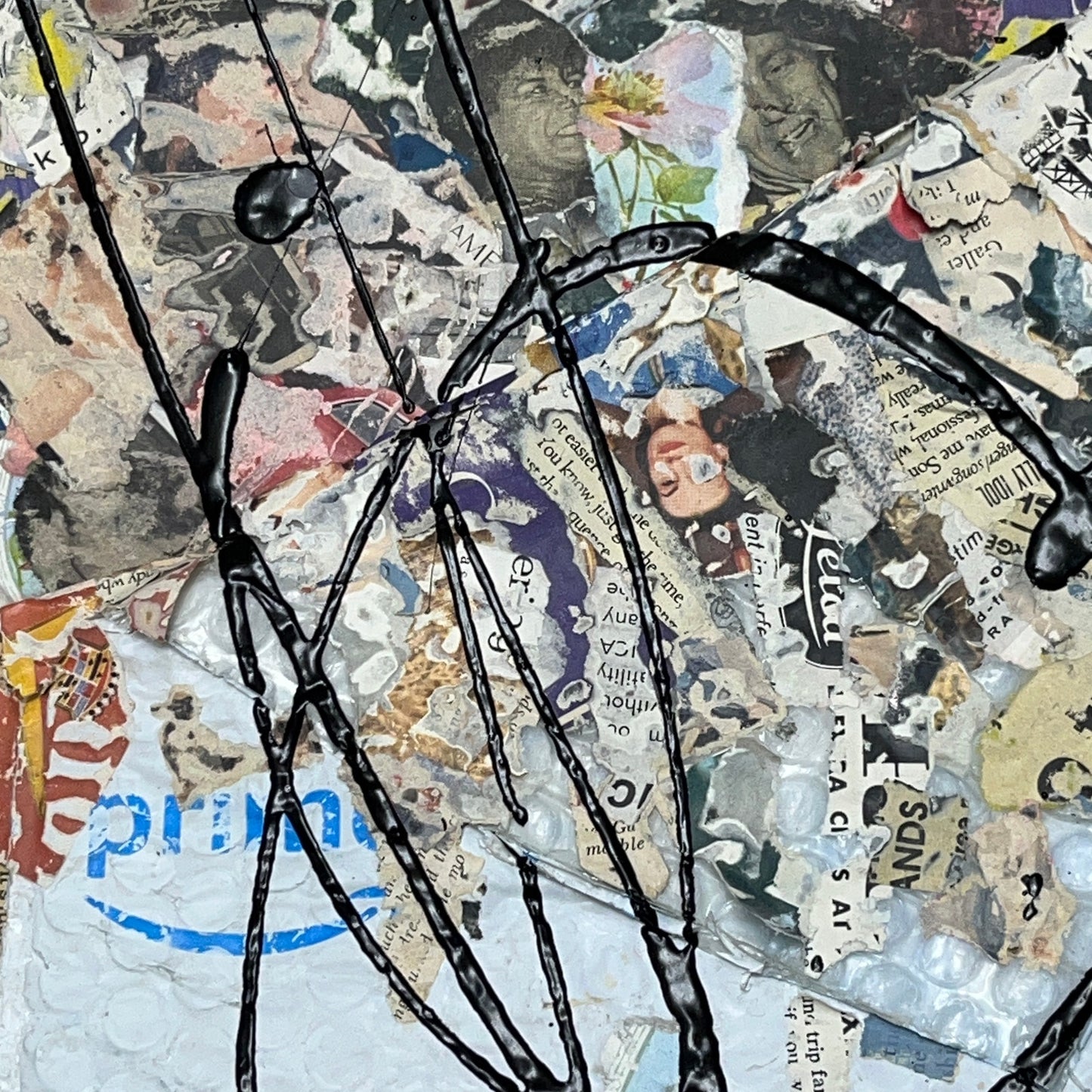 Original Mixed Media Art Collage 11x14 "Deconstructed Prime Bubble Mailer"