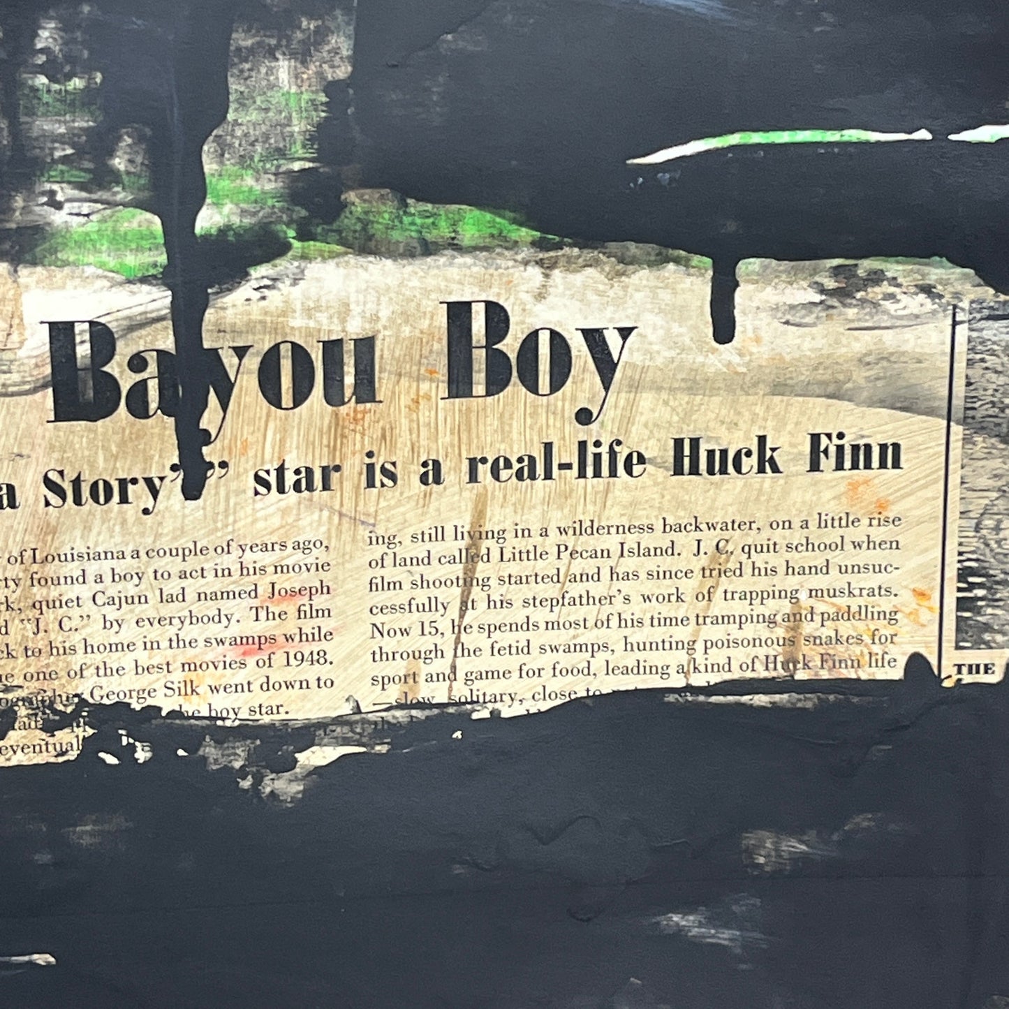 Original Mixed Media Abstract Modern Art Painting 24x36 "Bayou Boy" Signed