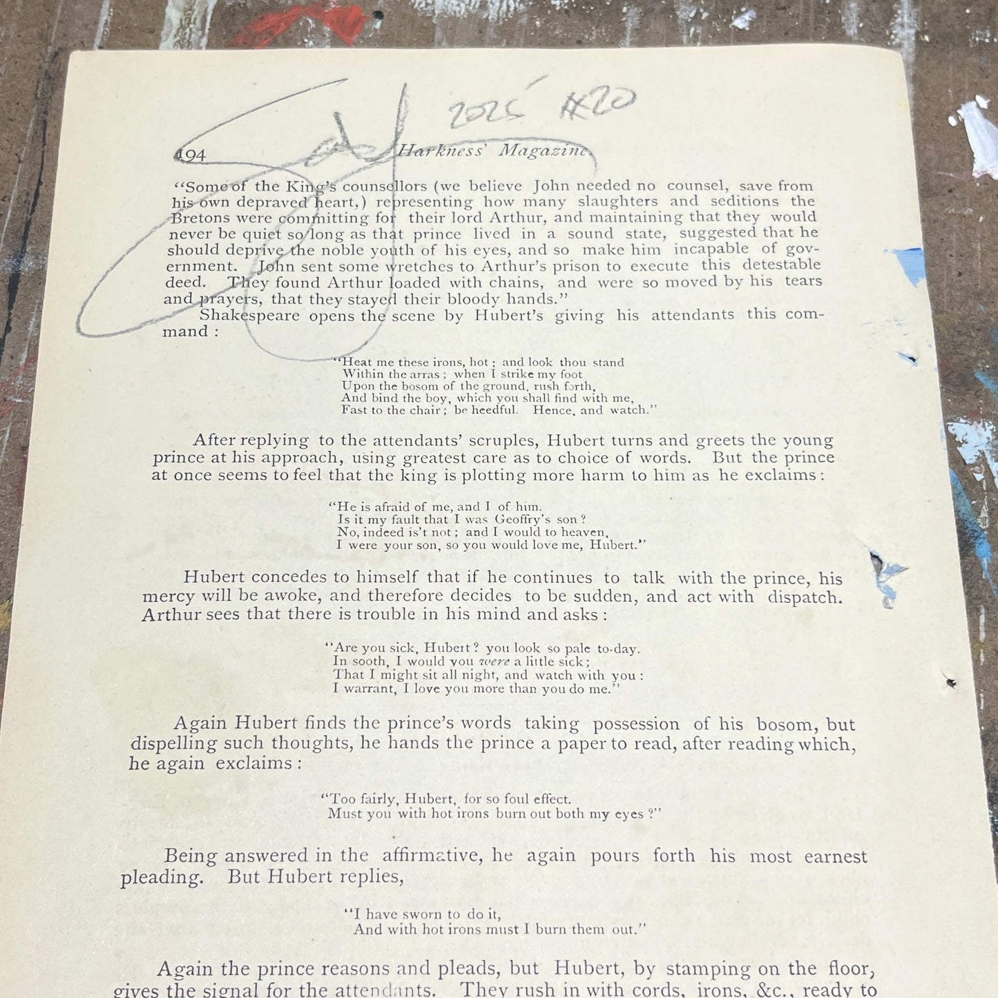 Original Abstract Modern Art Painting on Paper from 1875 Magazine #20 Signed