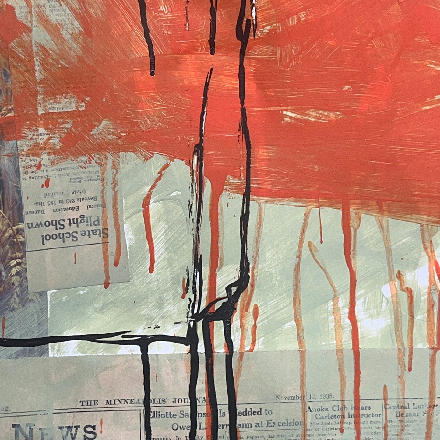 Original Mixed Media Abstract Modern Art Painting 24x36 "Nadir" Signed