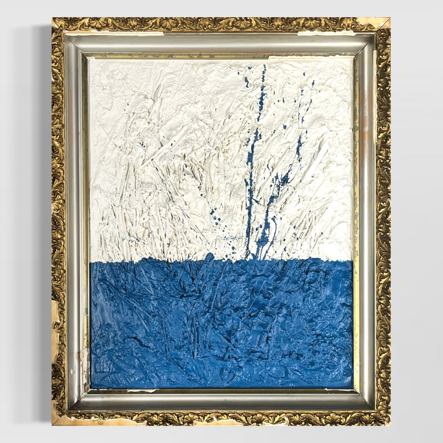 Original Framed Minimalist Abstract Art Painting Collage 17x20 "Potamology"