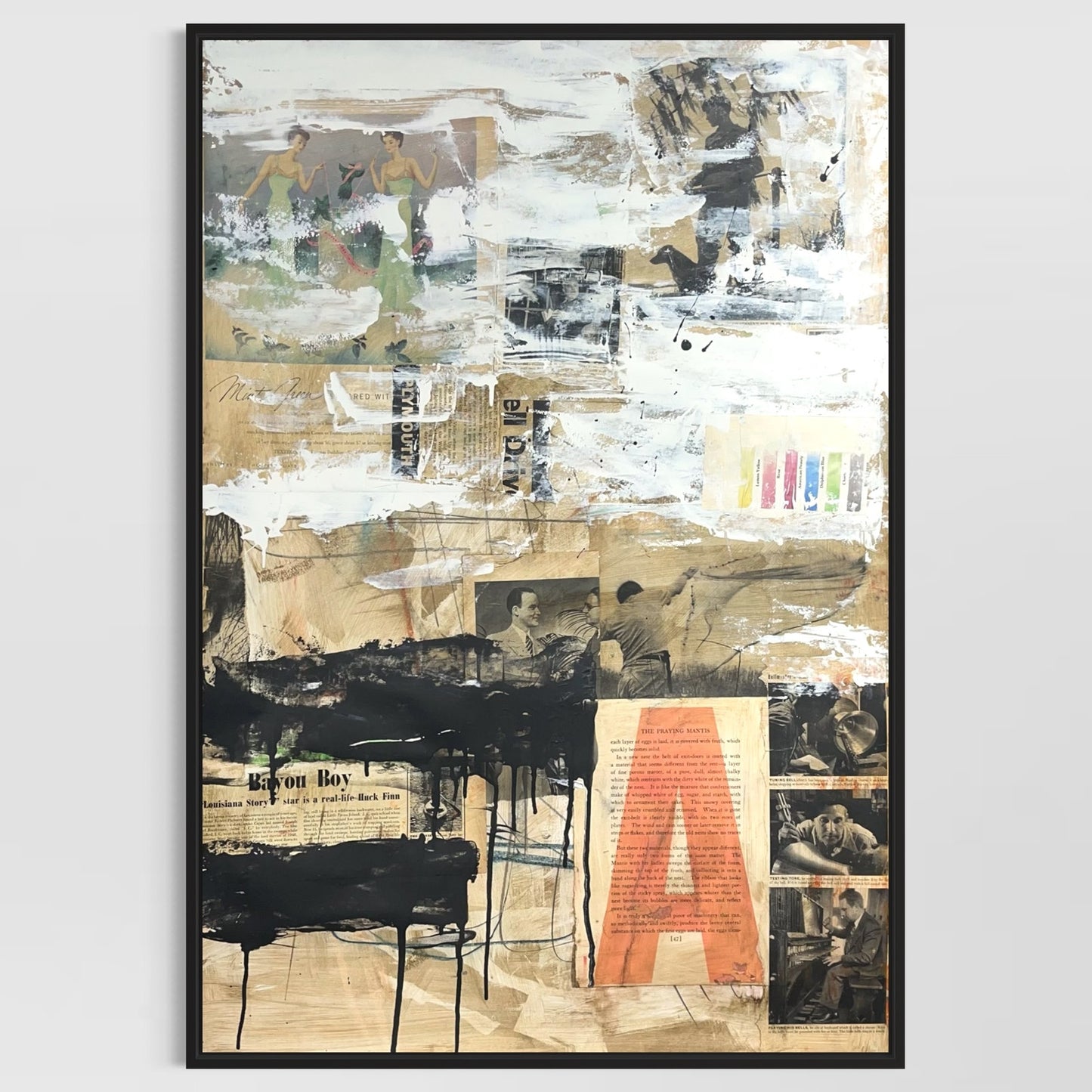 Original Mixed Media Abstract Modern Art Painting 24x36 "Bayou Boy" Signed