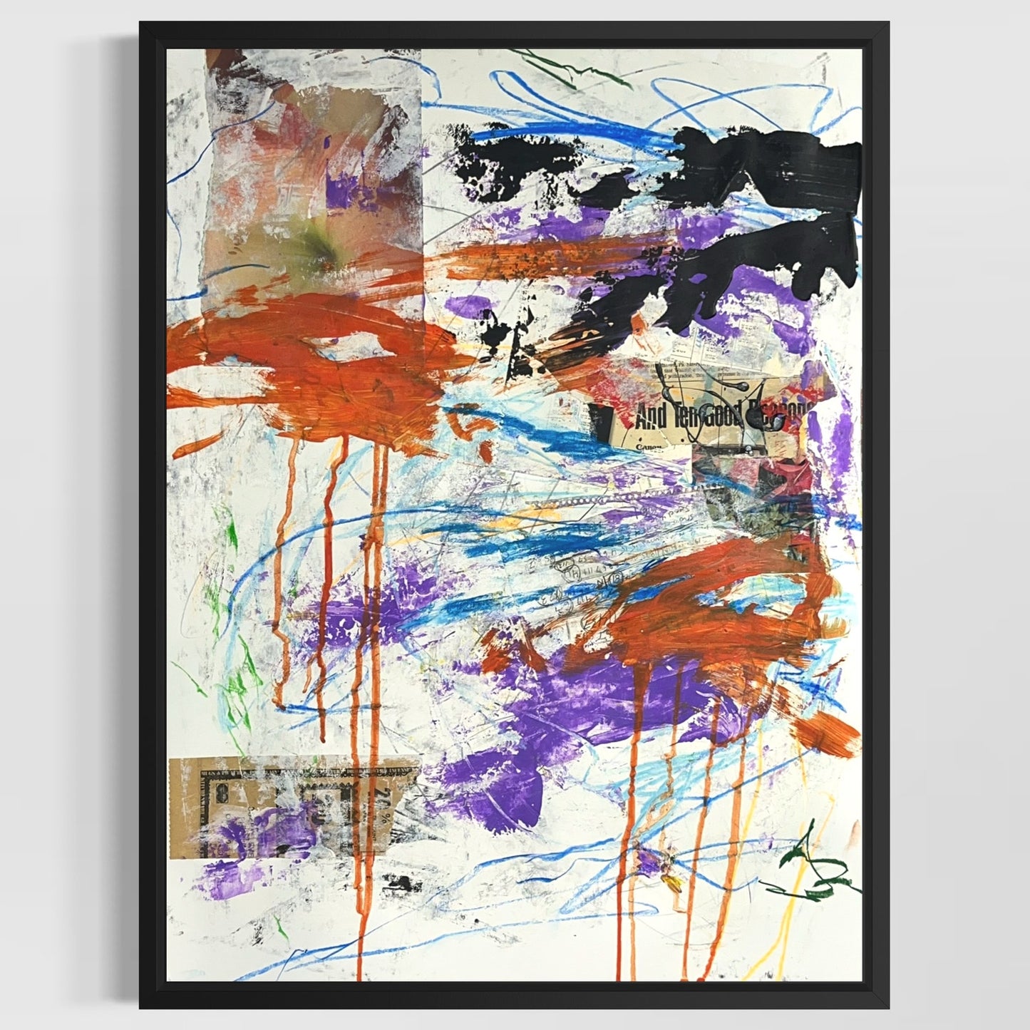 Original Mixed Media Abstract Modern Art Painting 18x24 "Achromatopsia" Signed