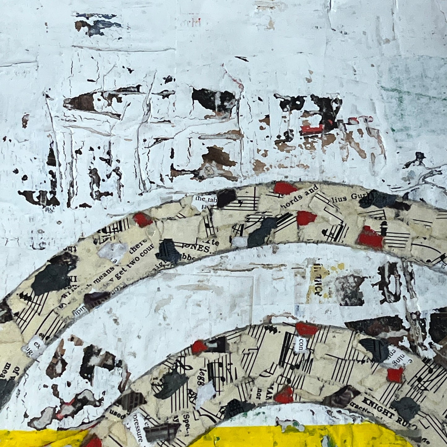 Original Framed Mixed Media Modern Art Collage Painting 12x18 "Coastic"