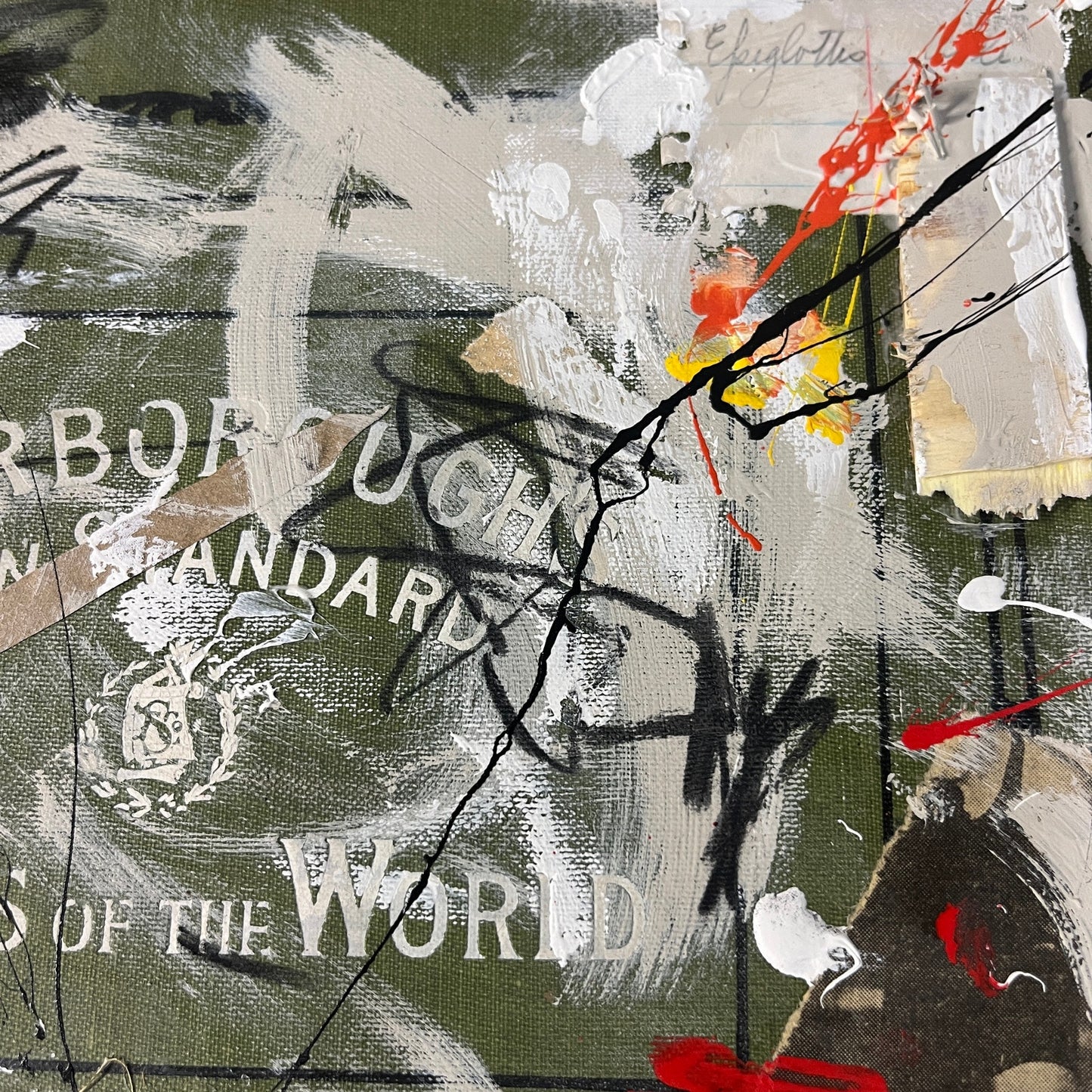 Original Mixed Media Abstract Art Collage 10x13 "1910 Scarborough Atlas Cover"