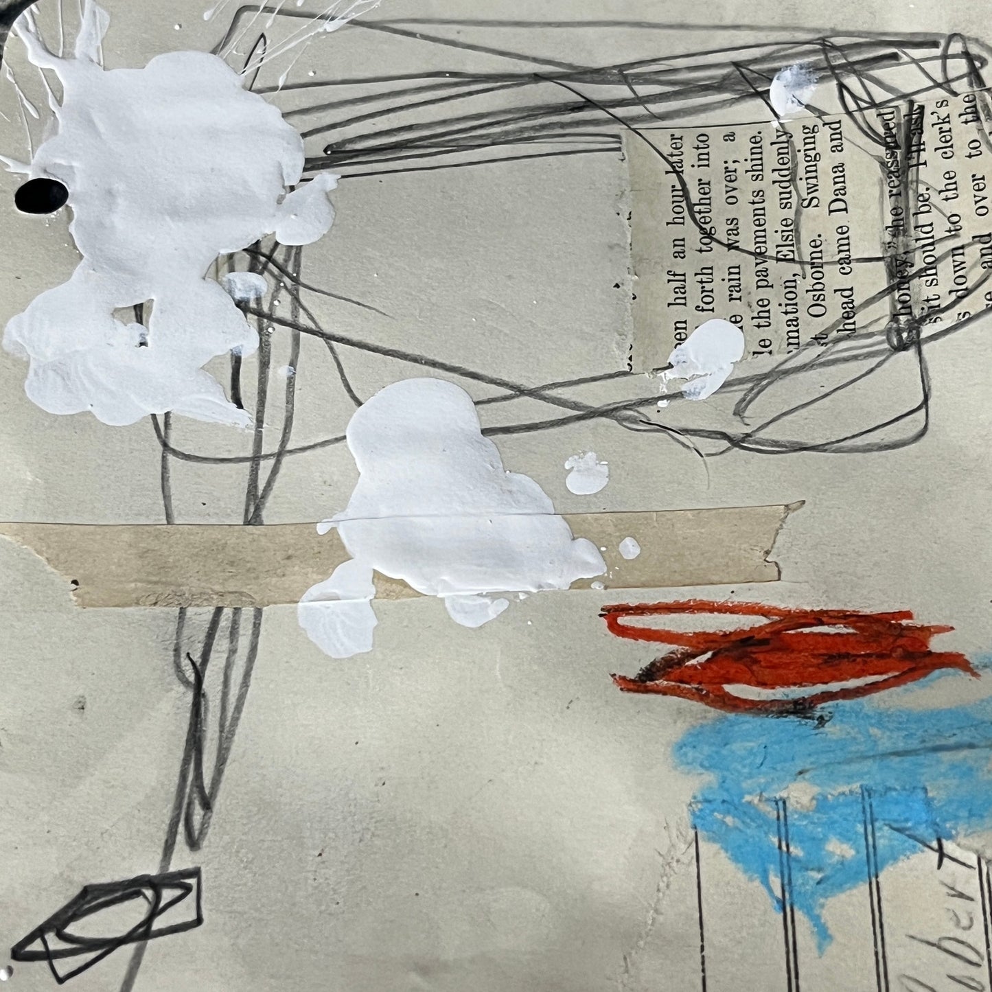 Original Mixed Media Abstract Art Collage 6x8 "Half an Hour"