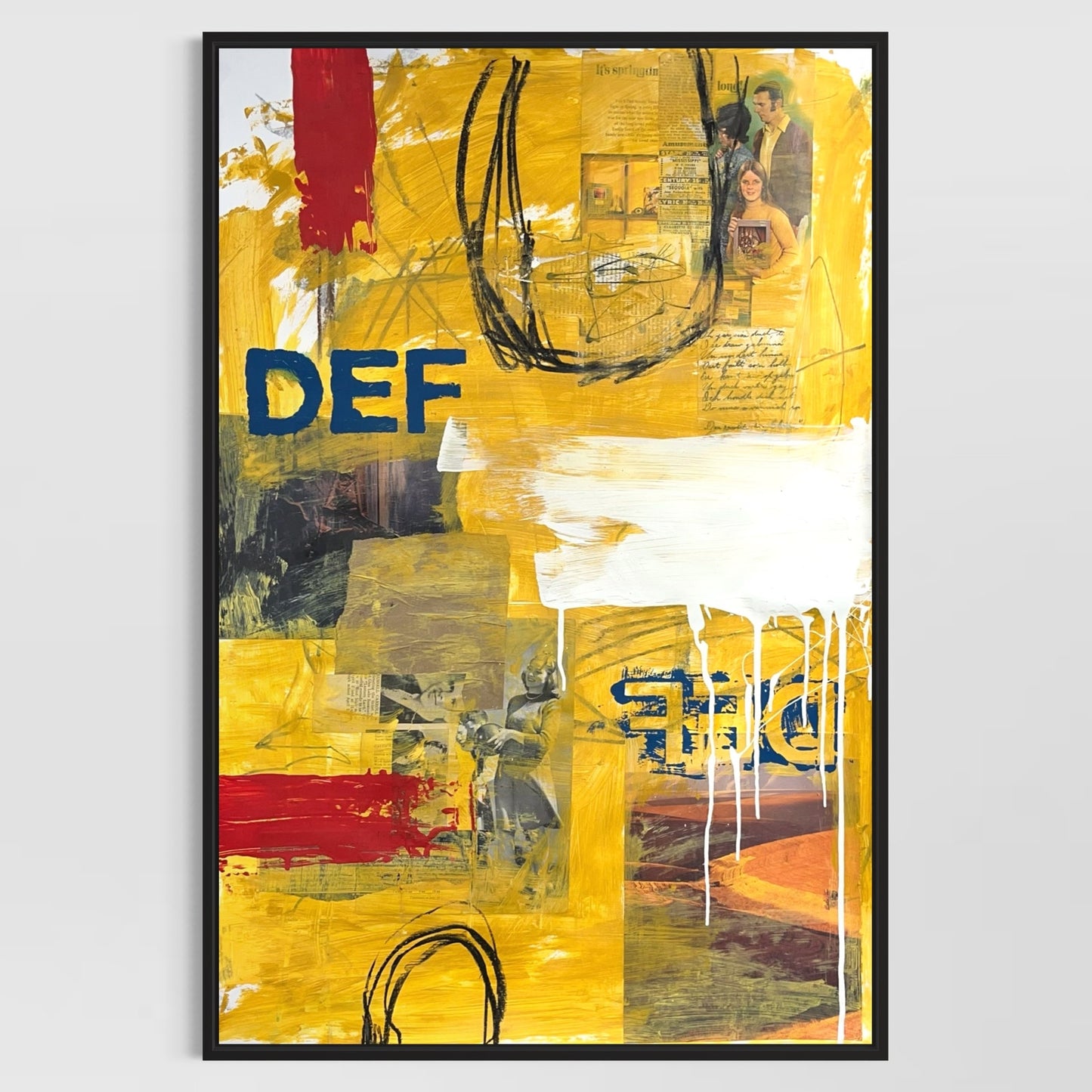 Original Mixed Media Abstract Modern Art Painting 24x36 "DEF" Signed