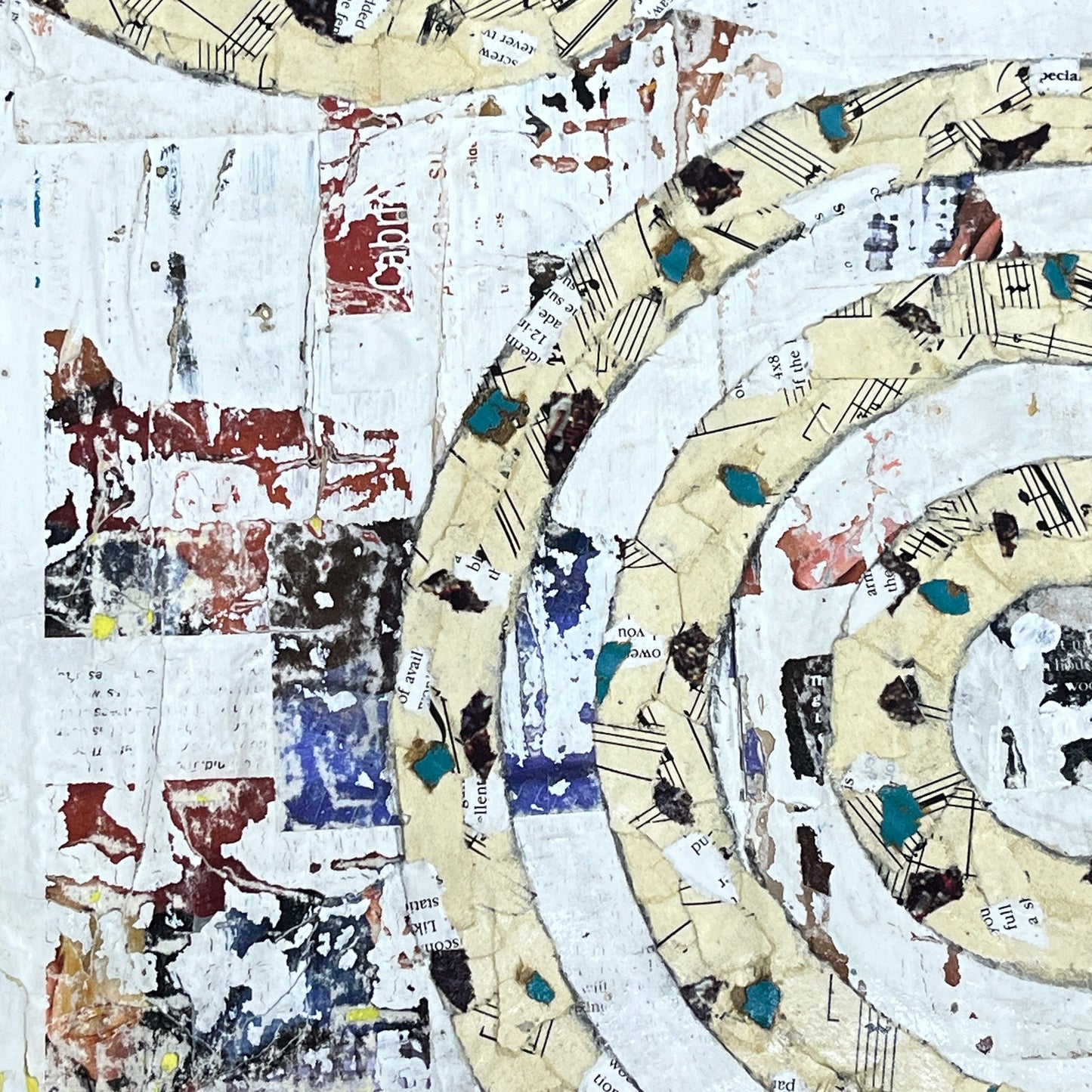 Original Framed Mixed Media Modern Art Collage Painting 12x18 "Gyrate"