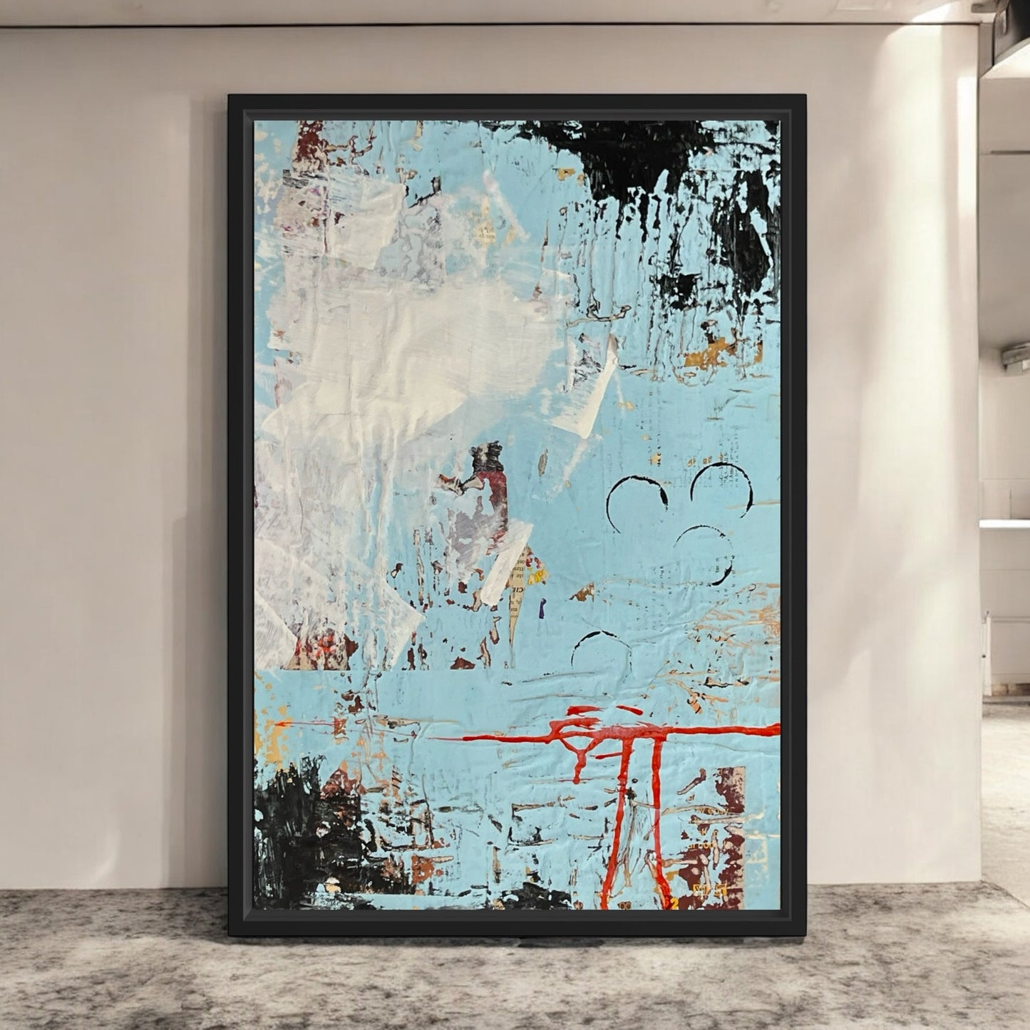 Original Framed Mixed Media Modern Art Collage Painting 12x18 "Plasma"