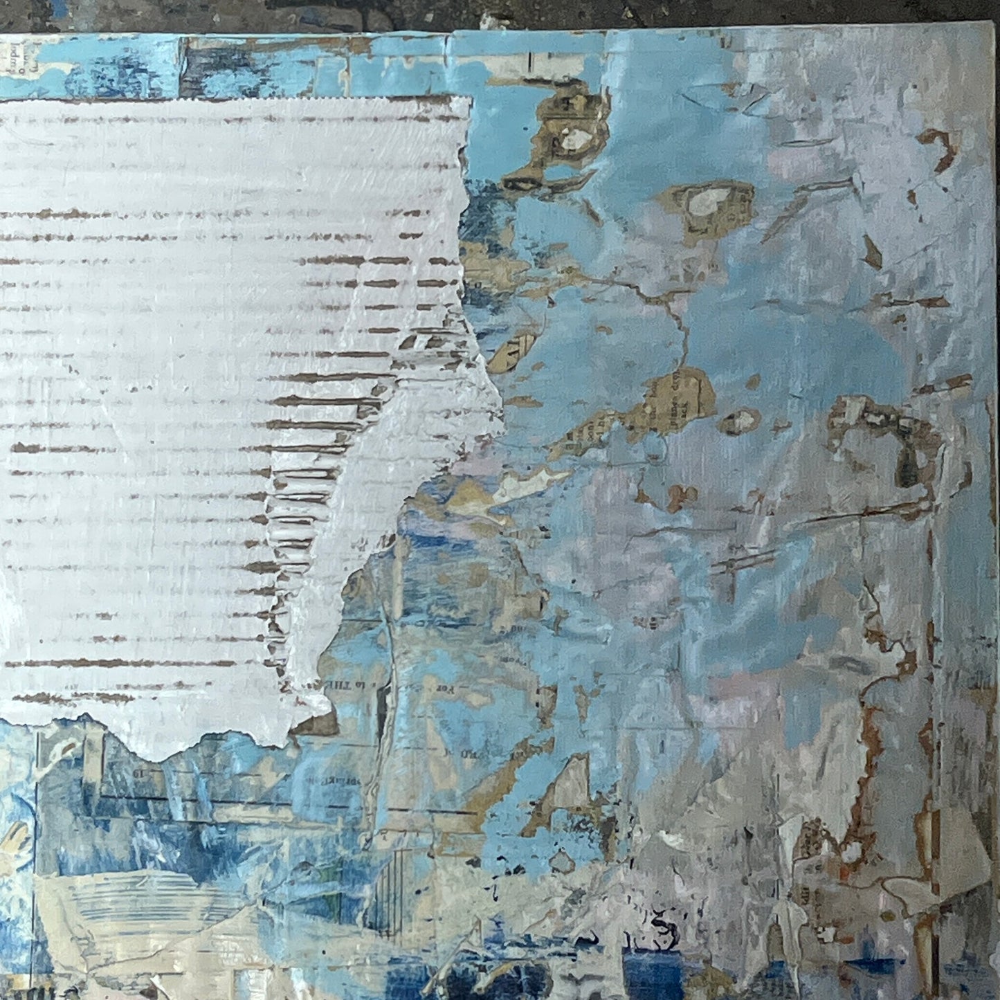 Original Framed Mixed Media Modern Art Collage Painting 12x18 "Hiccup"
