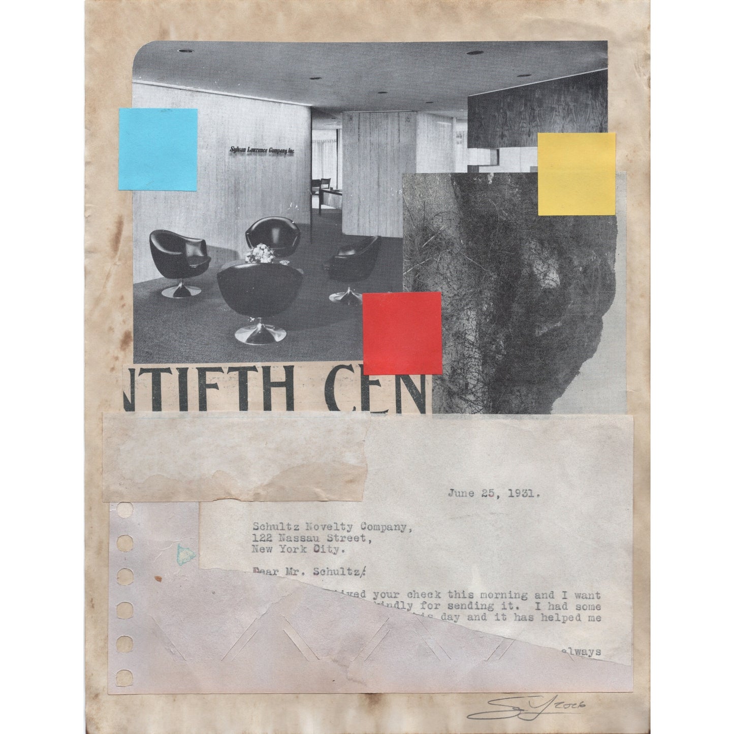 Original Mixed Media Modern Art Collage "Twentieth Century" 8.5x11" Signed