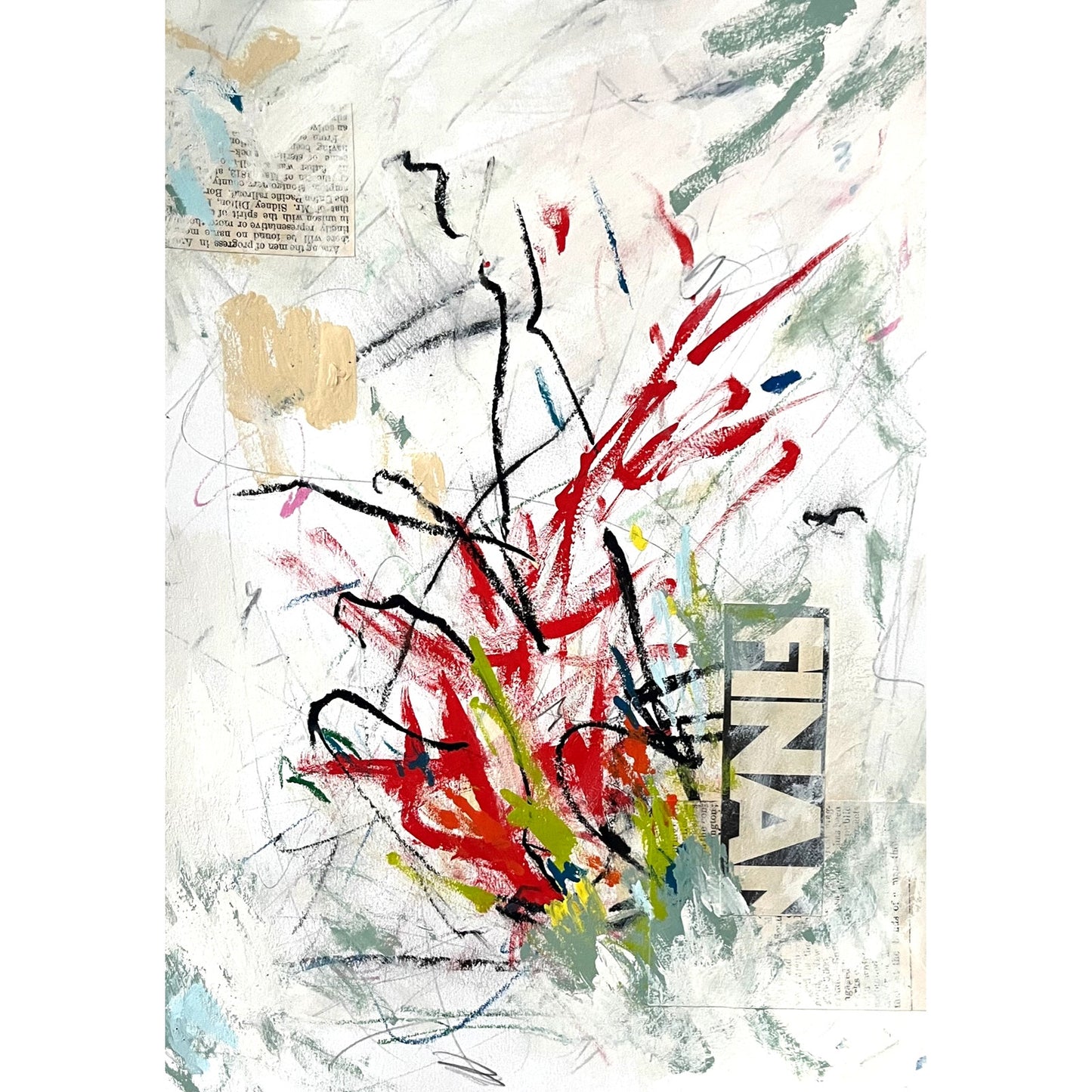 Original Abstract Modern Art Painting on Paper "Contignation" #15 Signed