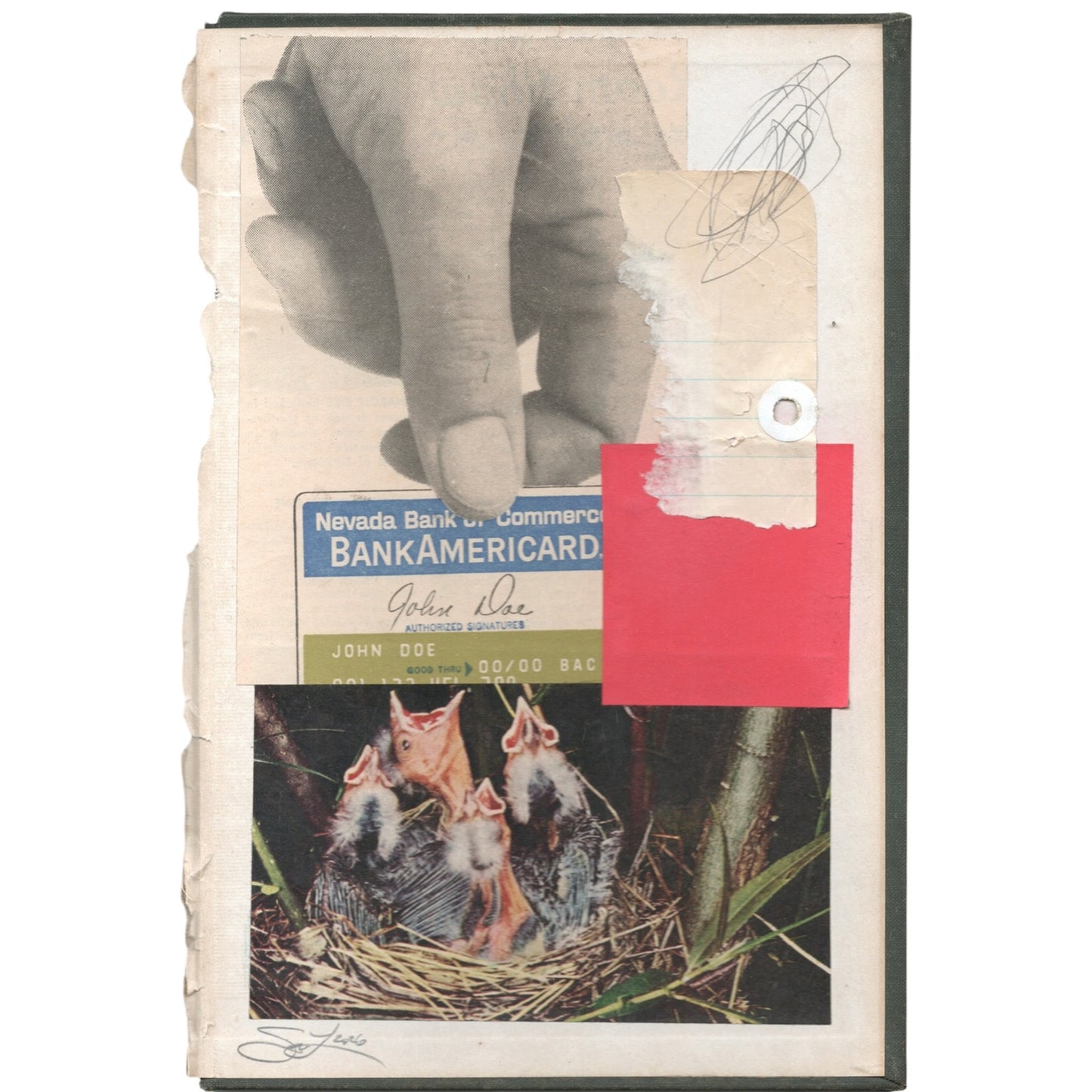Original Mixed Media Modern Art Collage "Gamin" 6.5x9.75" Signed