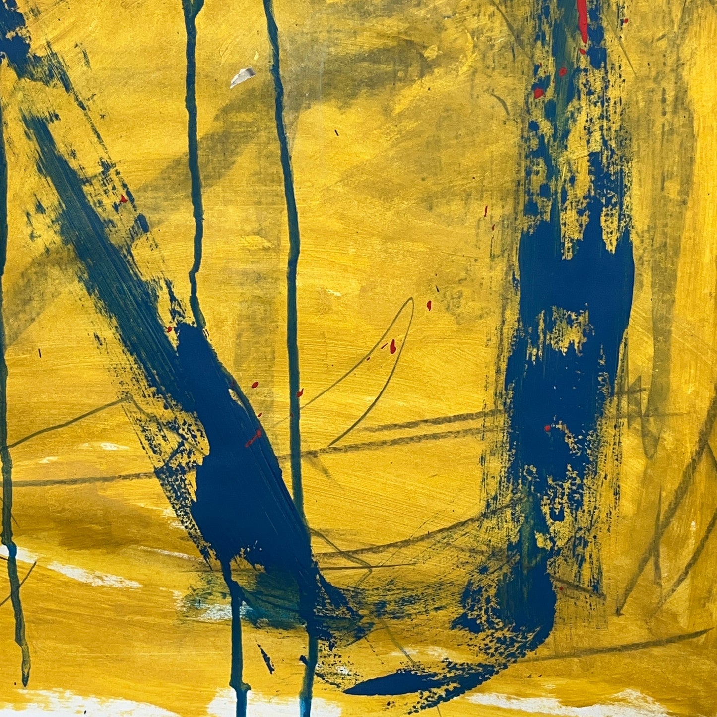 Original Mixed Media Abstract Modern Art Painting 24x36 "Subject: Yogi" Signed