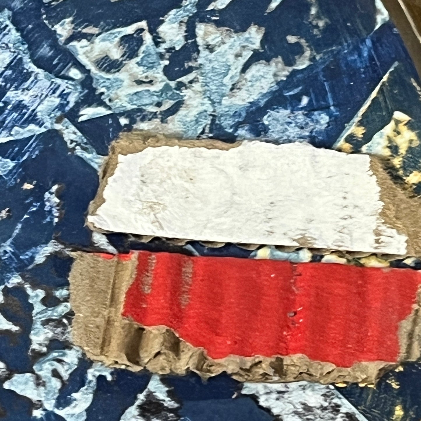 Original Framed Mixed Media Abstract Art Collage 7x9 Oval "Passage 1"