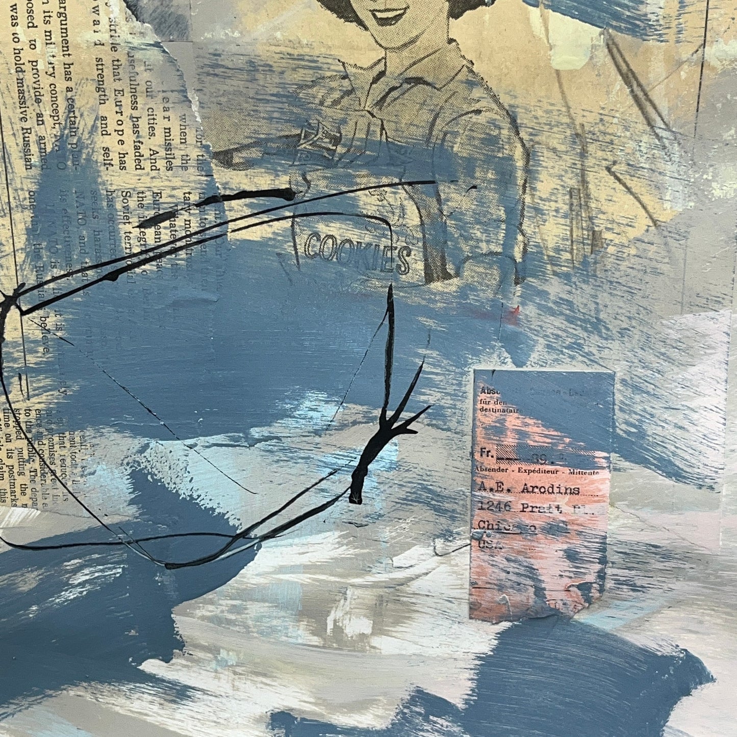 Original Mixed Media Abstract Modern Art Painting 24x36 “A.E. Arodins" Signed