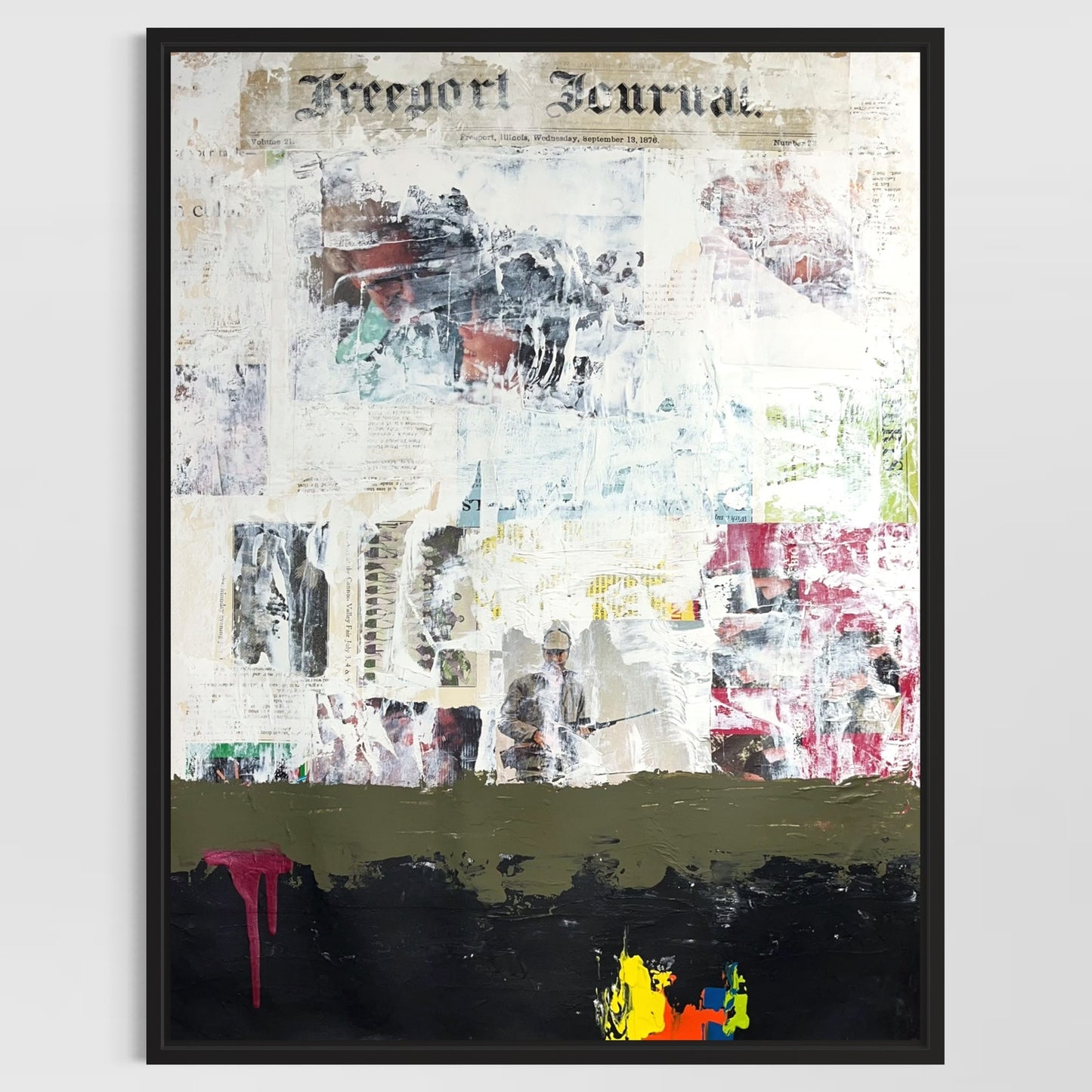 Original Mixed Media Abstract Modern Art Painting 18x24 "Freeport Journal"