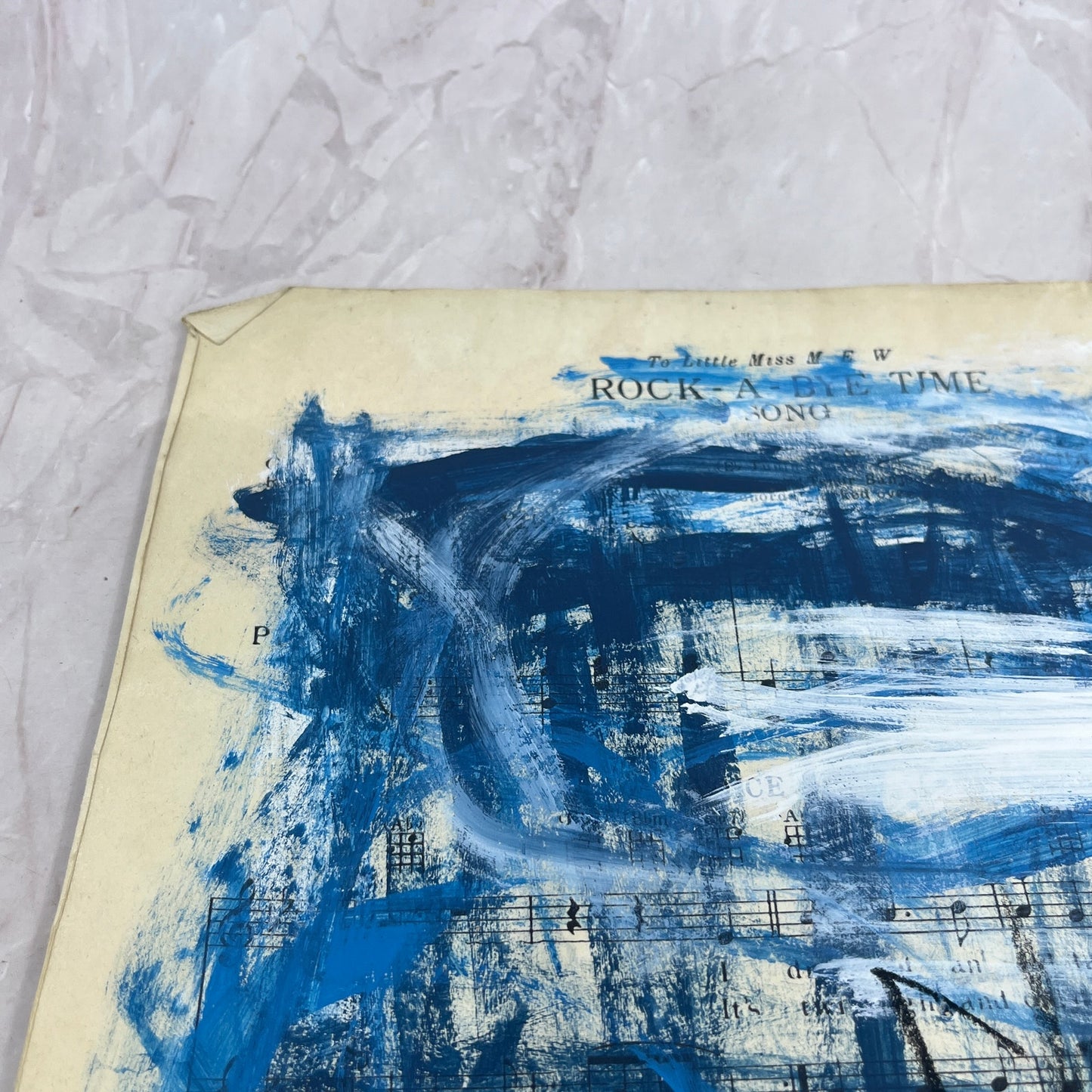 Original Abstract Art Painting "Rock-A-Bye Time" On Sheet Music 9x12