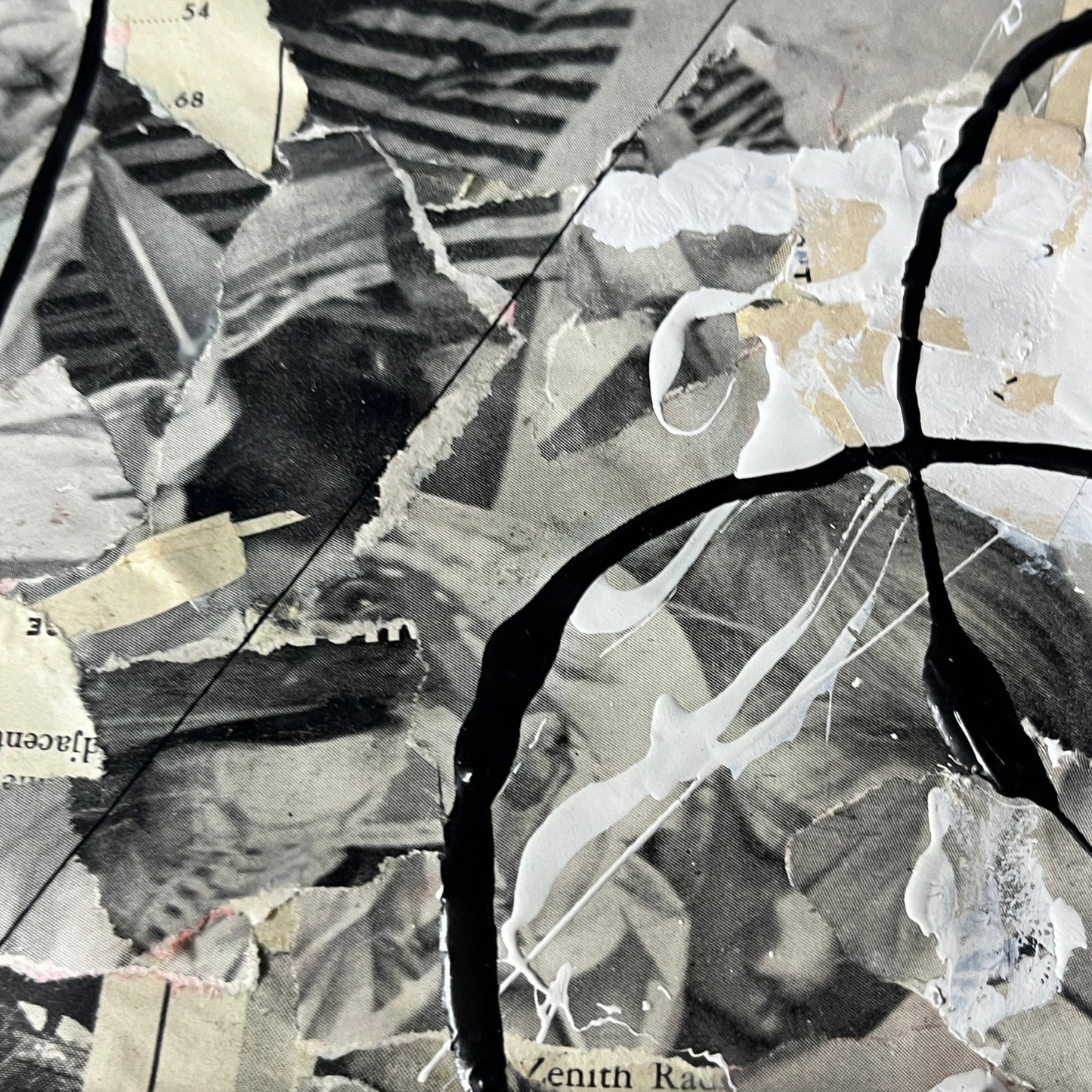Original Mixed Media Abstract Art Collage 11x14 "1945 Aug 6 Life Magazine"