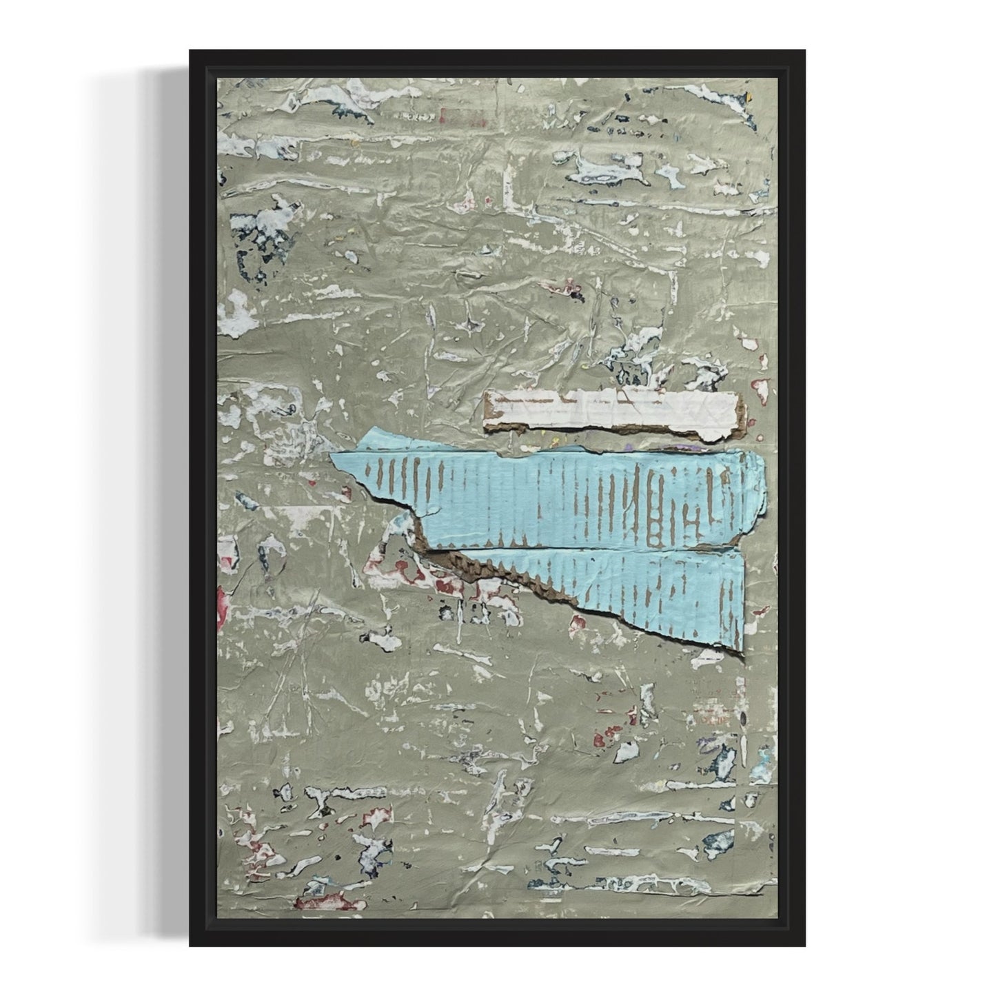 Original Framed Mixed Media Modern Art Collage Painting 12x18 "Archipelago"
