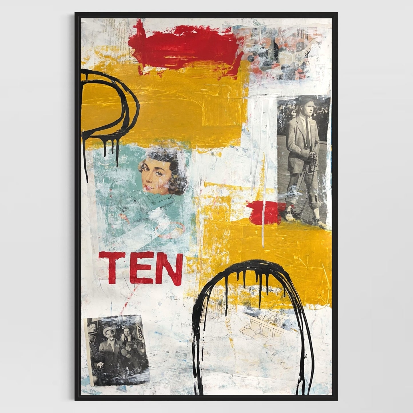 Original Mixed Media Abstract Modern Art Painting 24x36 "Ten" Signed