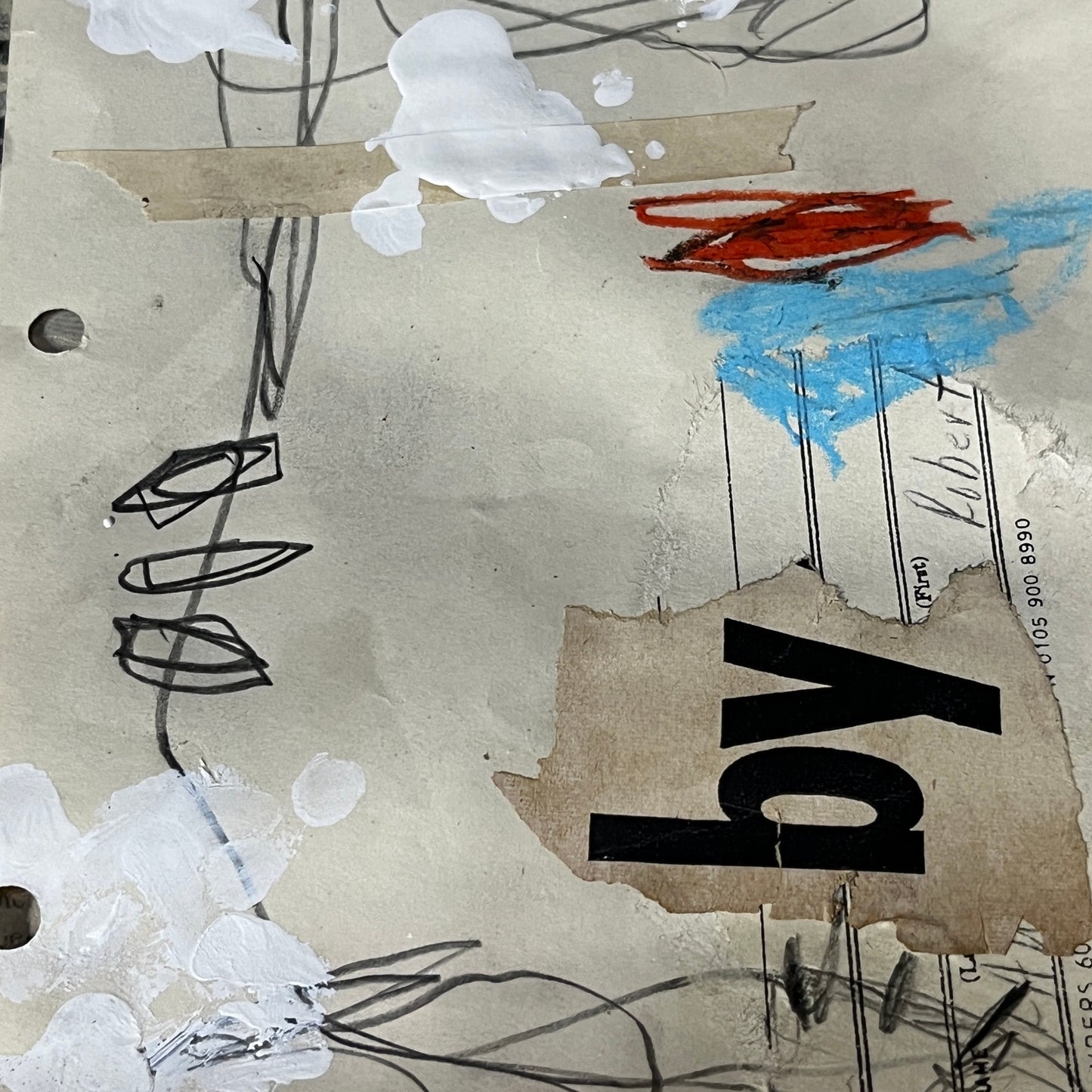 Original Mixed Media Abstract Art Collage 6x8 "Half an Hour"