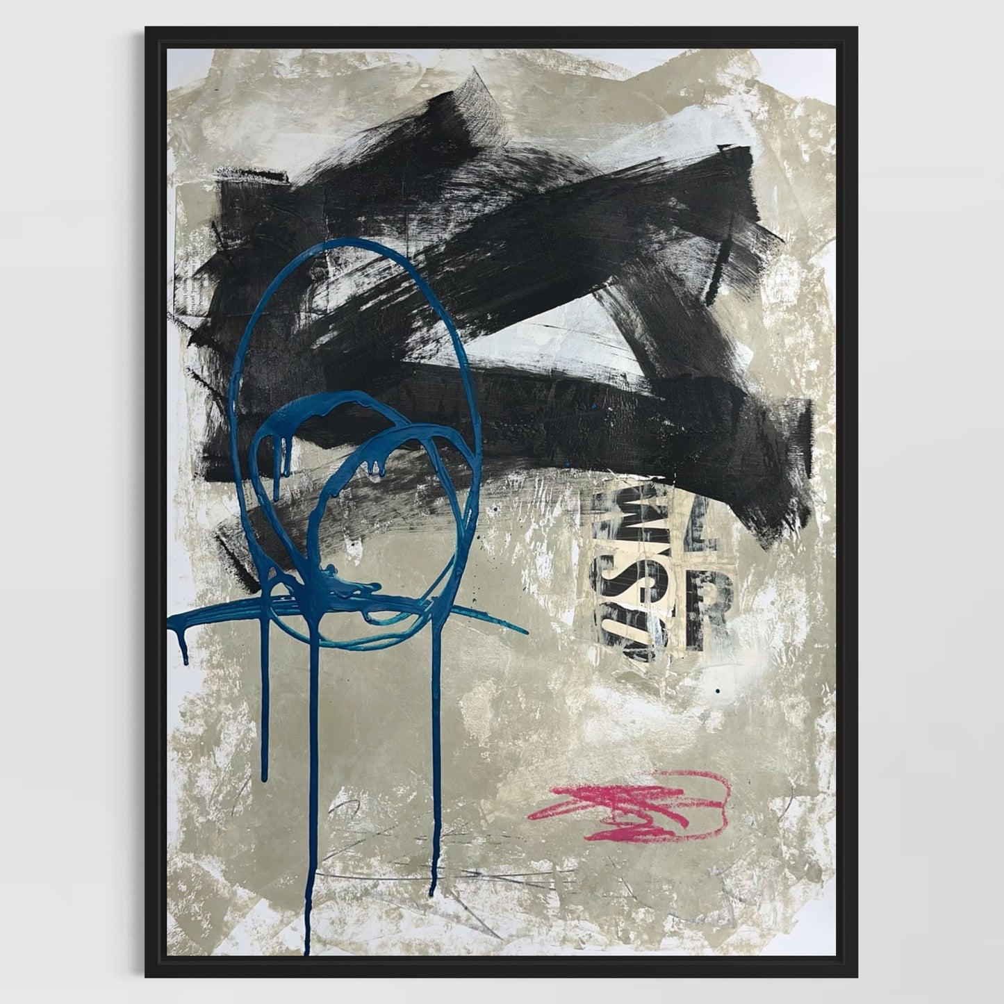 Original Mixed Media Abstract Modern Art Painting 18x24 "Socle" Signed
