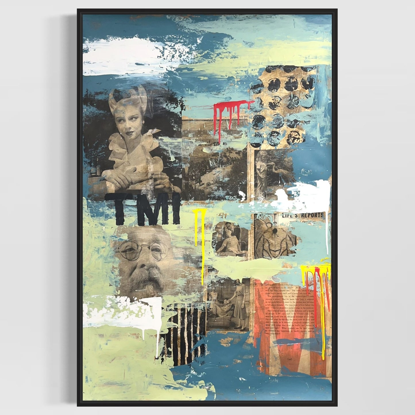 Original Mixed Media Abstract Modern Art Painting 24x36 "TMI" Signed