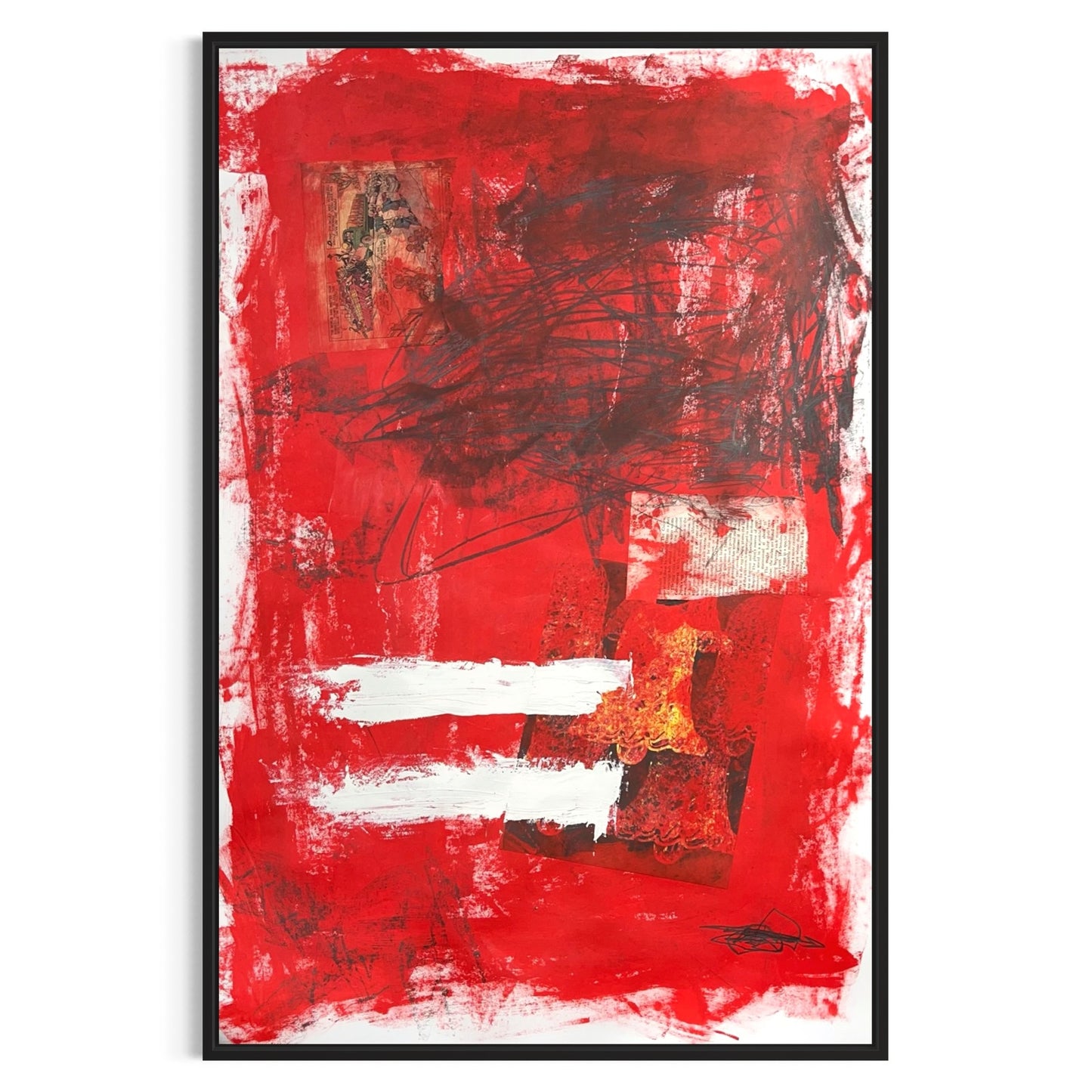 Original Mixed Media Abstract Modern Art Painting 24x36 "Fantassin" Signed