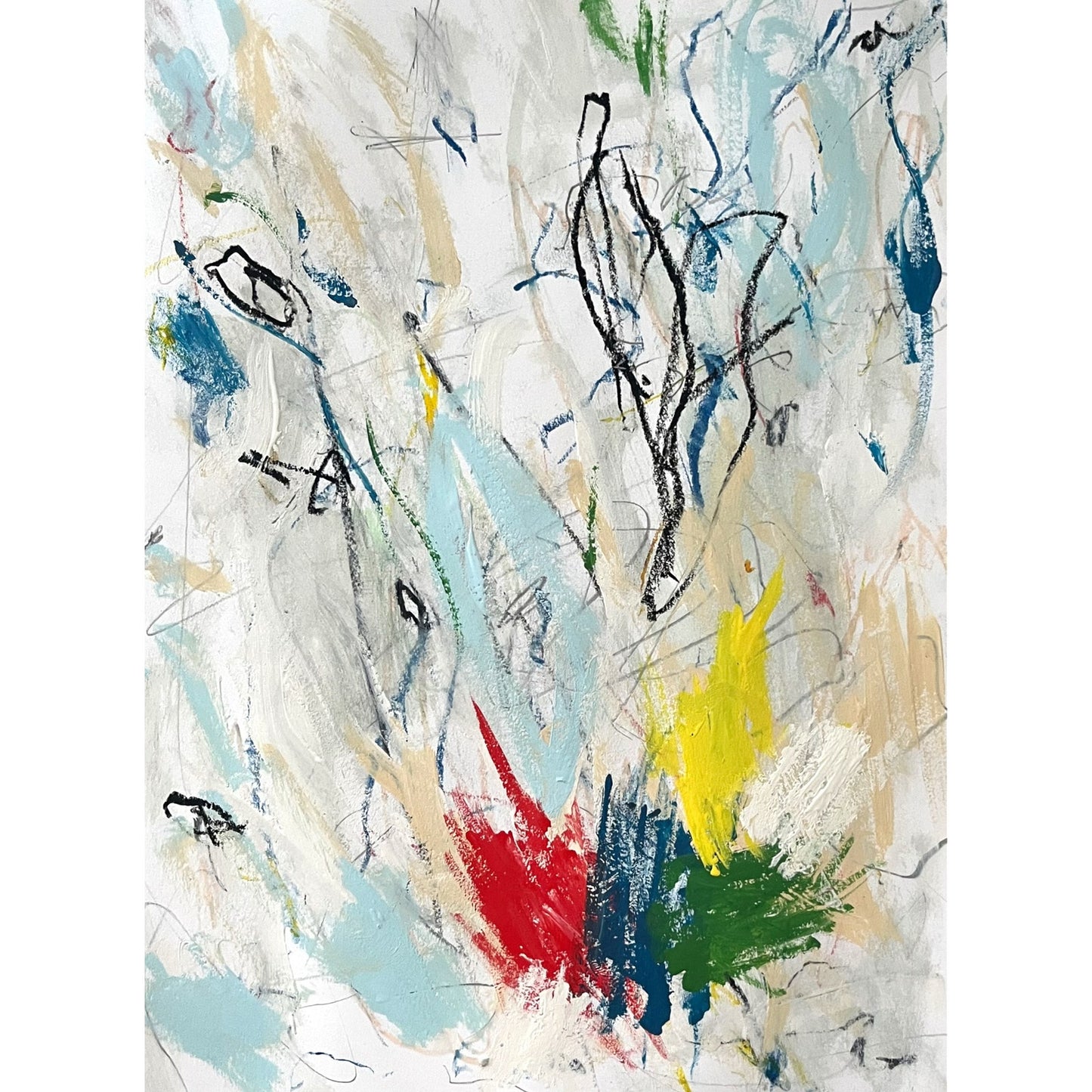 Original Abstract Modern Art Painting on Paper "Curtilage" #5 Signed