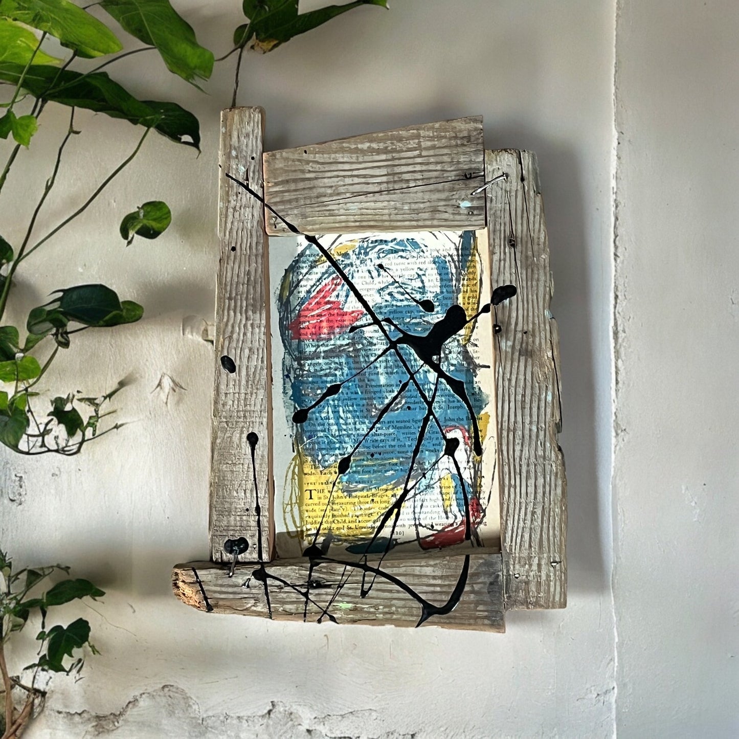 Original Framed Mixed Media Abstract Art Painting 6x9 "Incongruous"