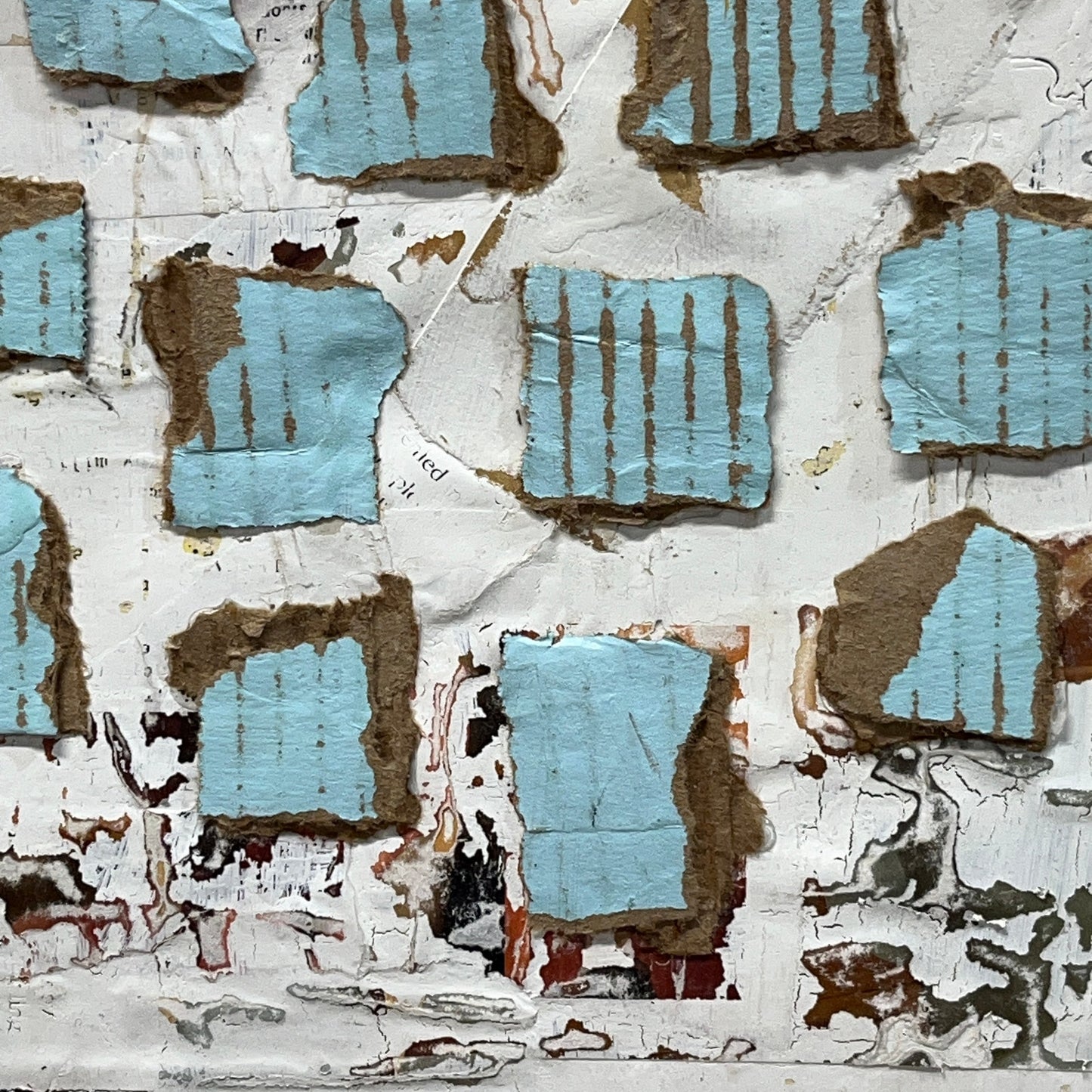 Original Framed Mixed Media Modern Art Collage Painting 12x18 "Matrix"