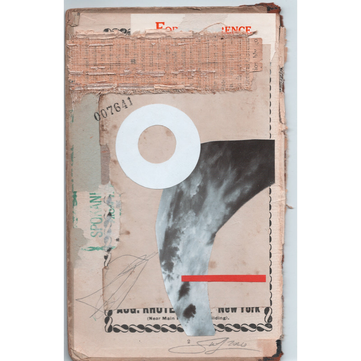 Original Mixed Media Modern Art Collage "Reference" 4.25x7.25" Signed